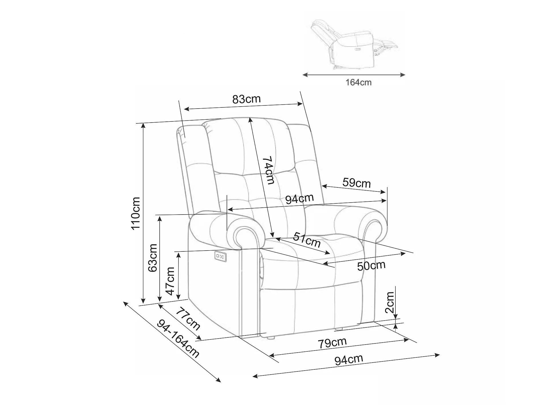 Relaxfauteuil Detroit 966 (Raven 07)