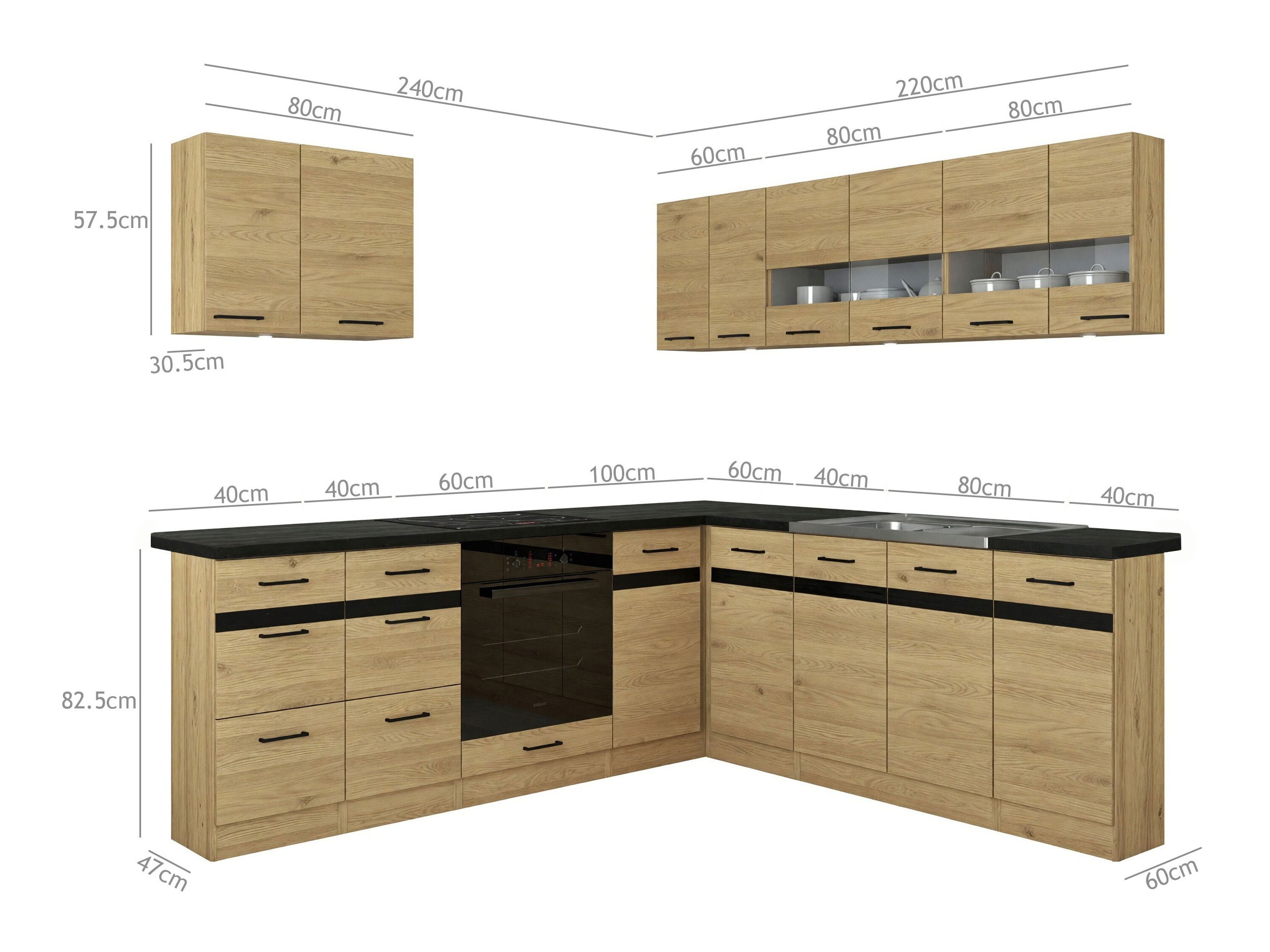 Modulaire keukenset Classic Grey Oak 121