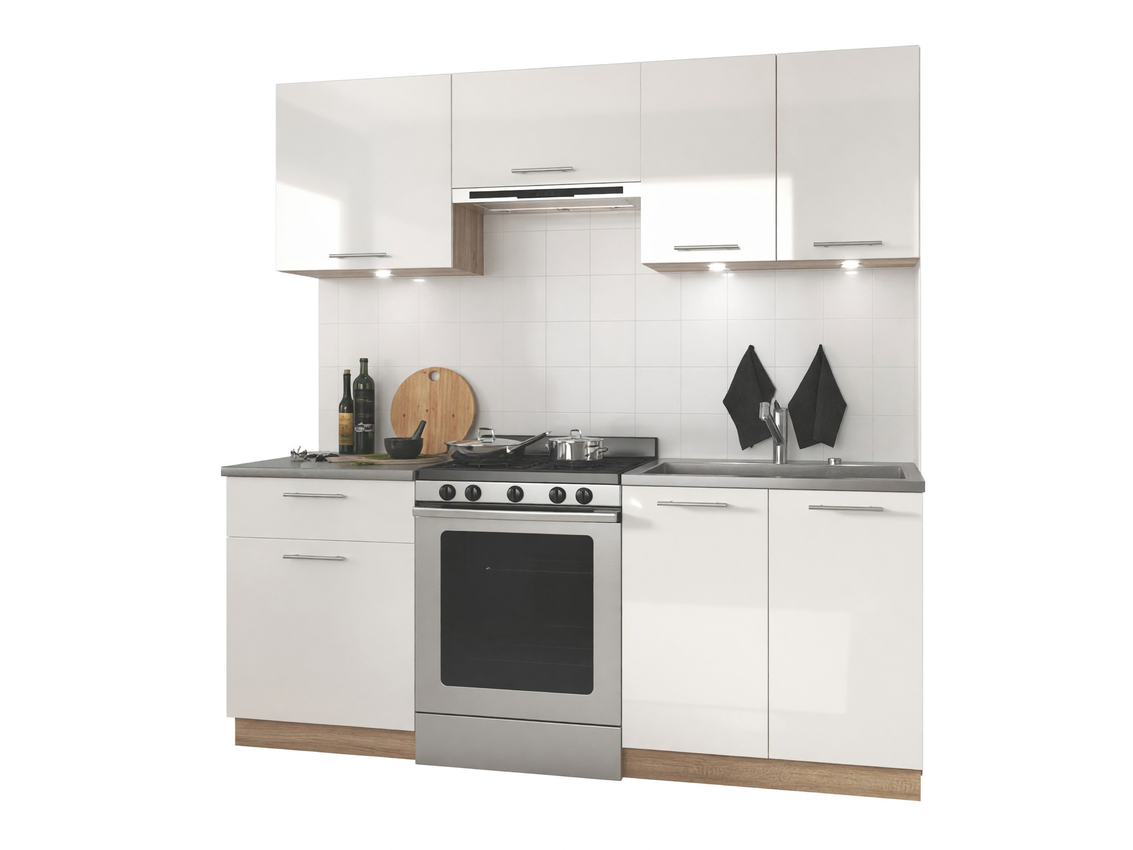 Keukenset Houston 857 (Glanzend wit + Sonoma eik)