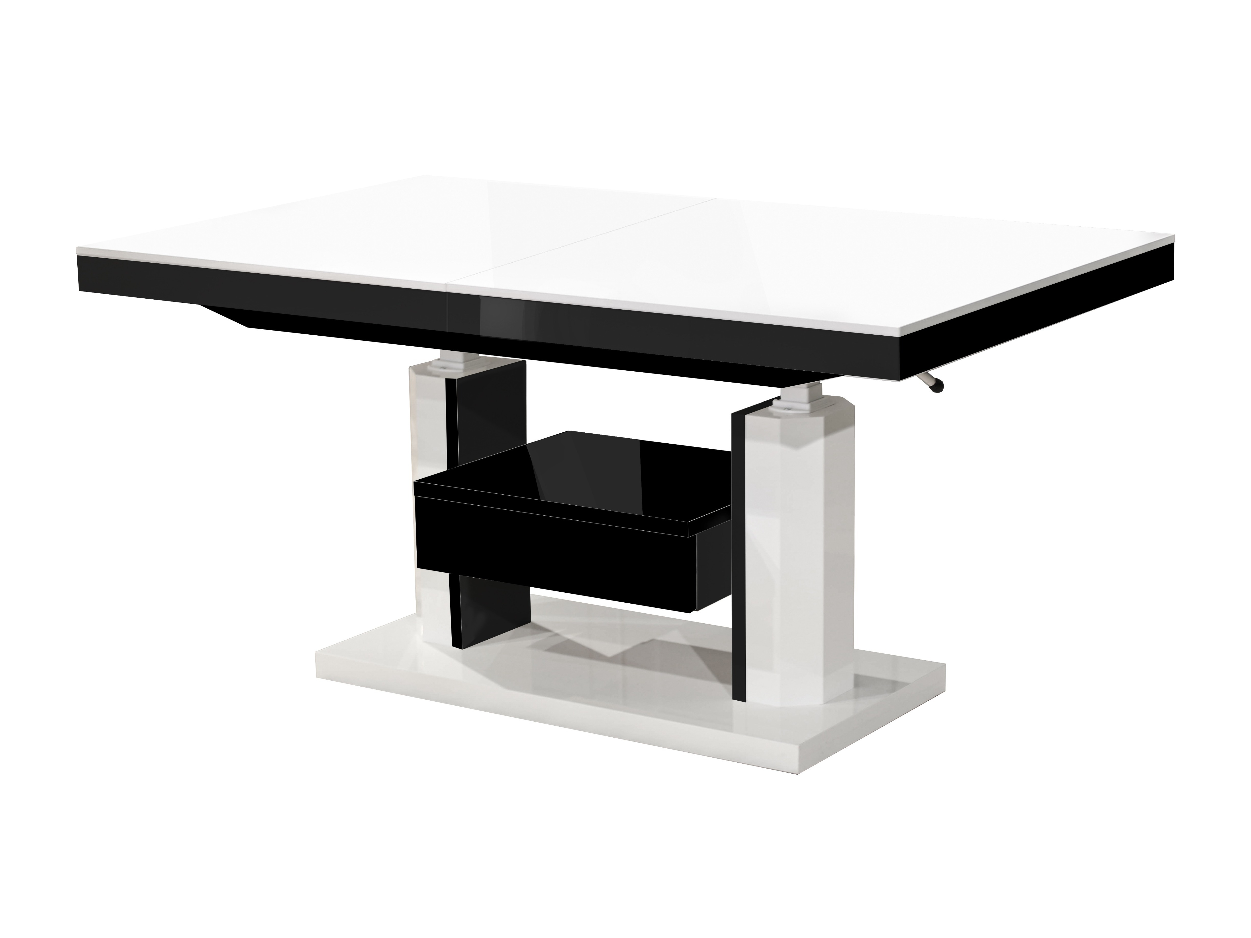 Transformeerbare salontafel Hoboken 100 (Glanzend wit + Glanzend zwart)