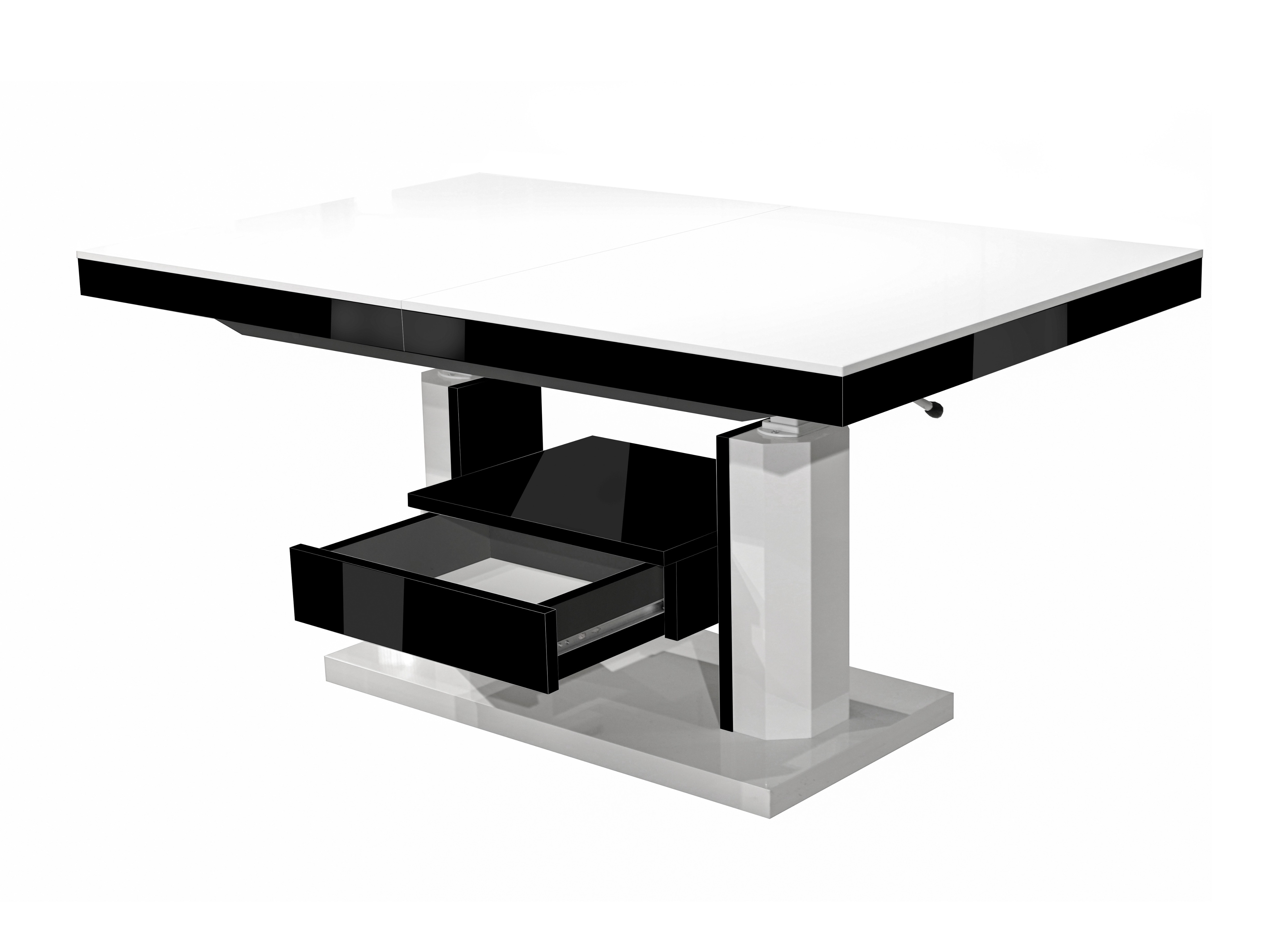 Transformeerbare salontafel Hoboken 100 (Glanzend wit + Glanzend zwart)