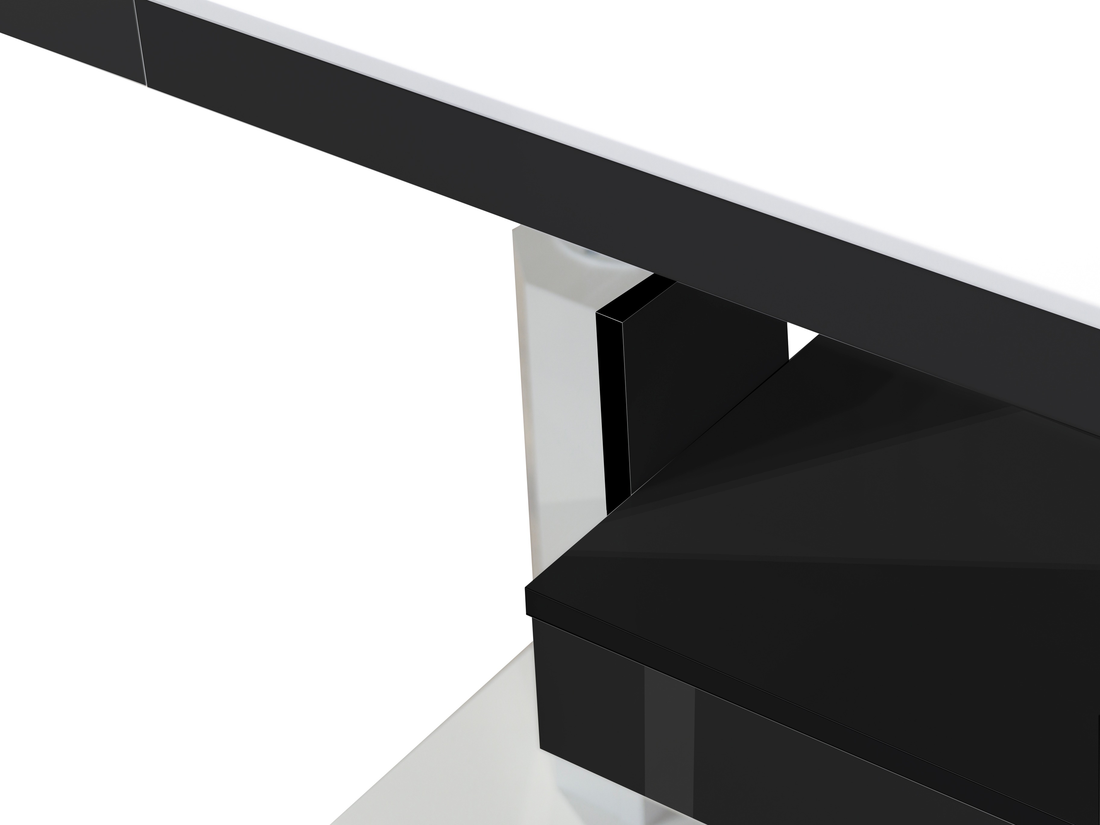 Transformeerbare salontafel Hoboken 100 (Glanzend wit + Glanzend zwart)