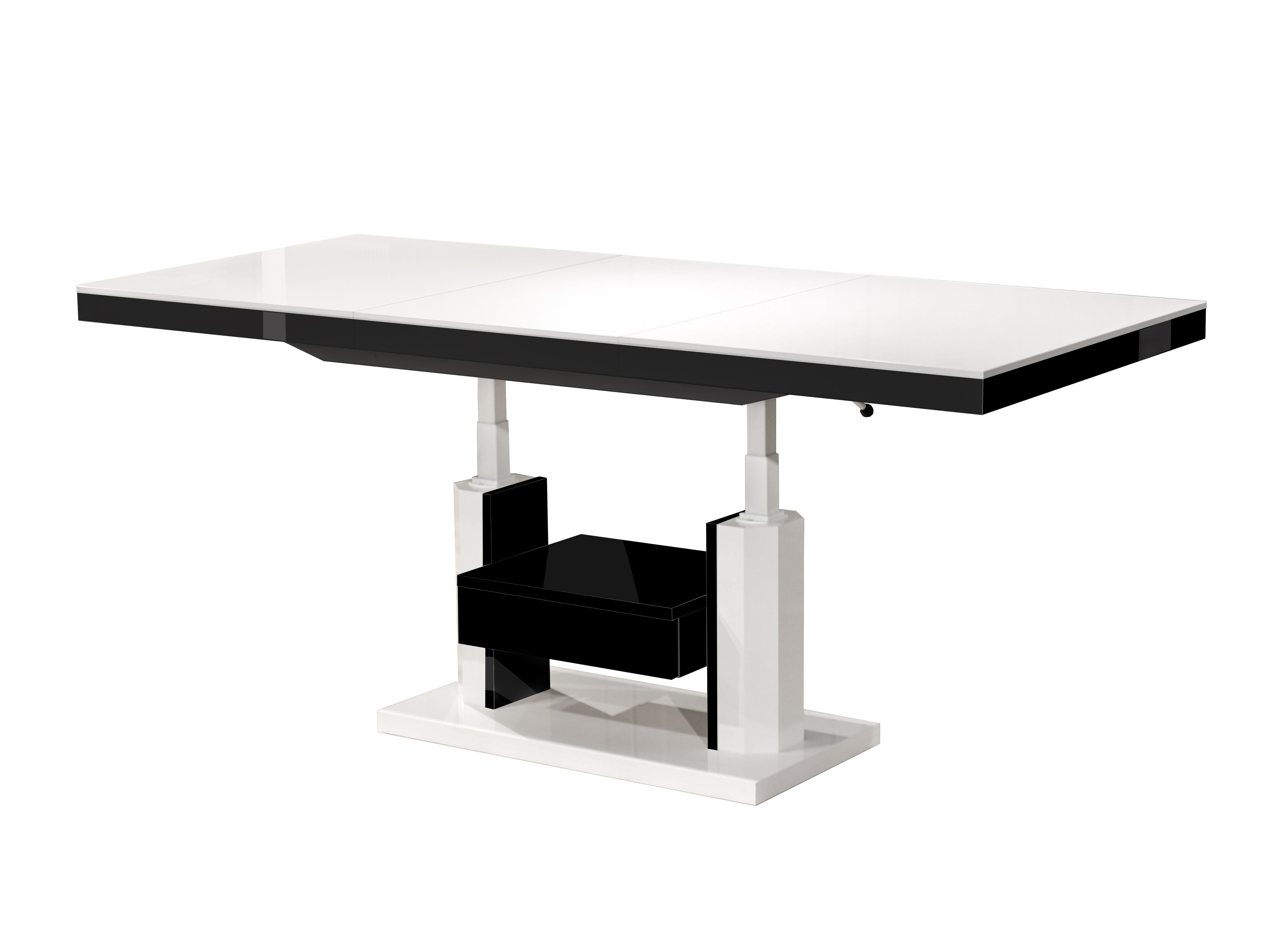 Transformeerbare salontafel Hoboken 100 (Glanzend wit + Glanzend zwart)