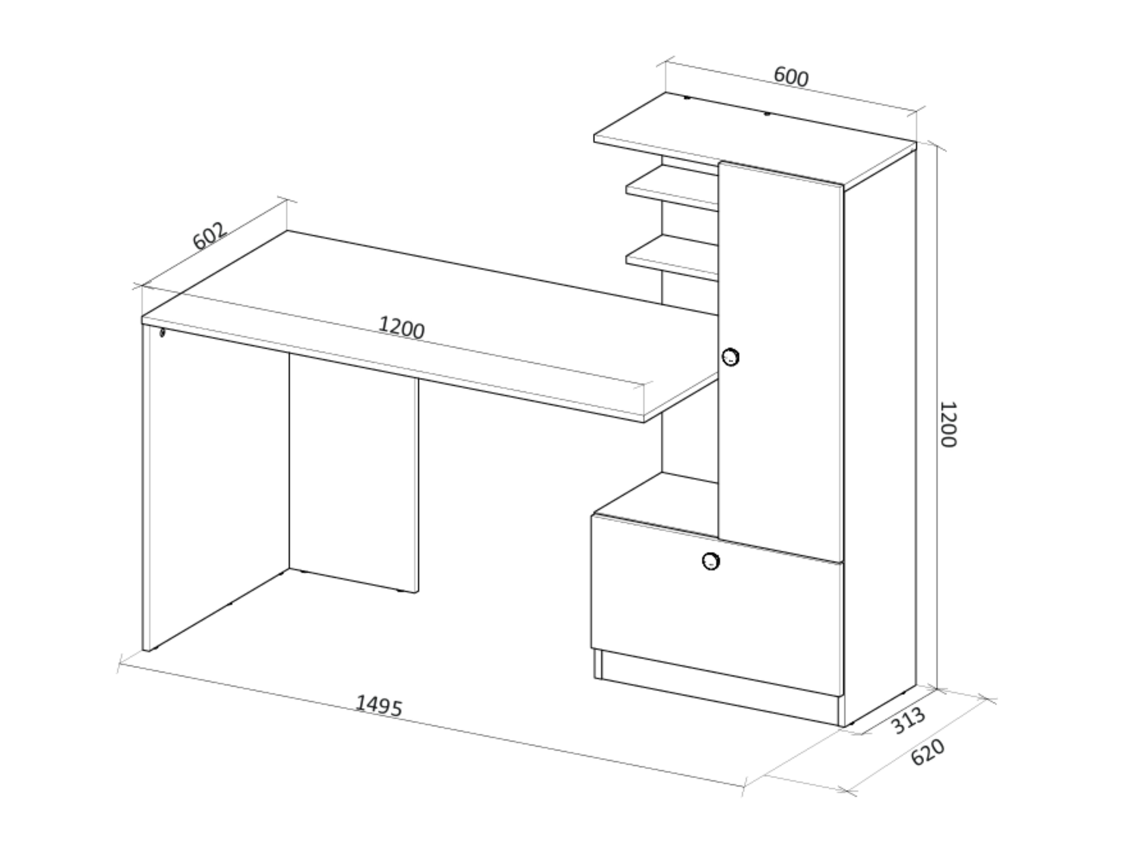 Bureau Houston 2148 (Zwart + Artisan eiken)