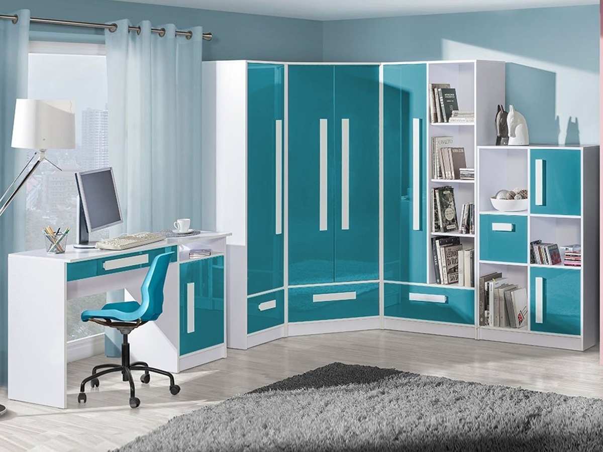 Wandplank Merevari 106 (Wit + Glans Turquoise)