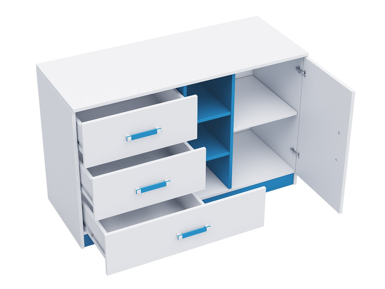 De reeks van de kinderkamer Sorviru 107 (Wit + Turquoise)