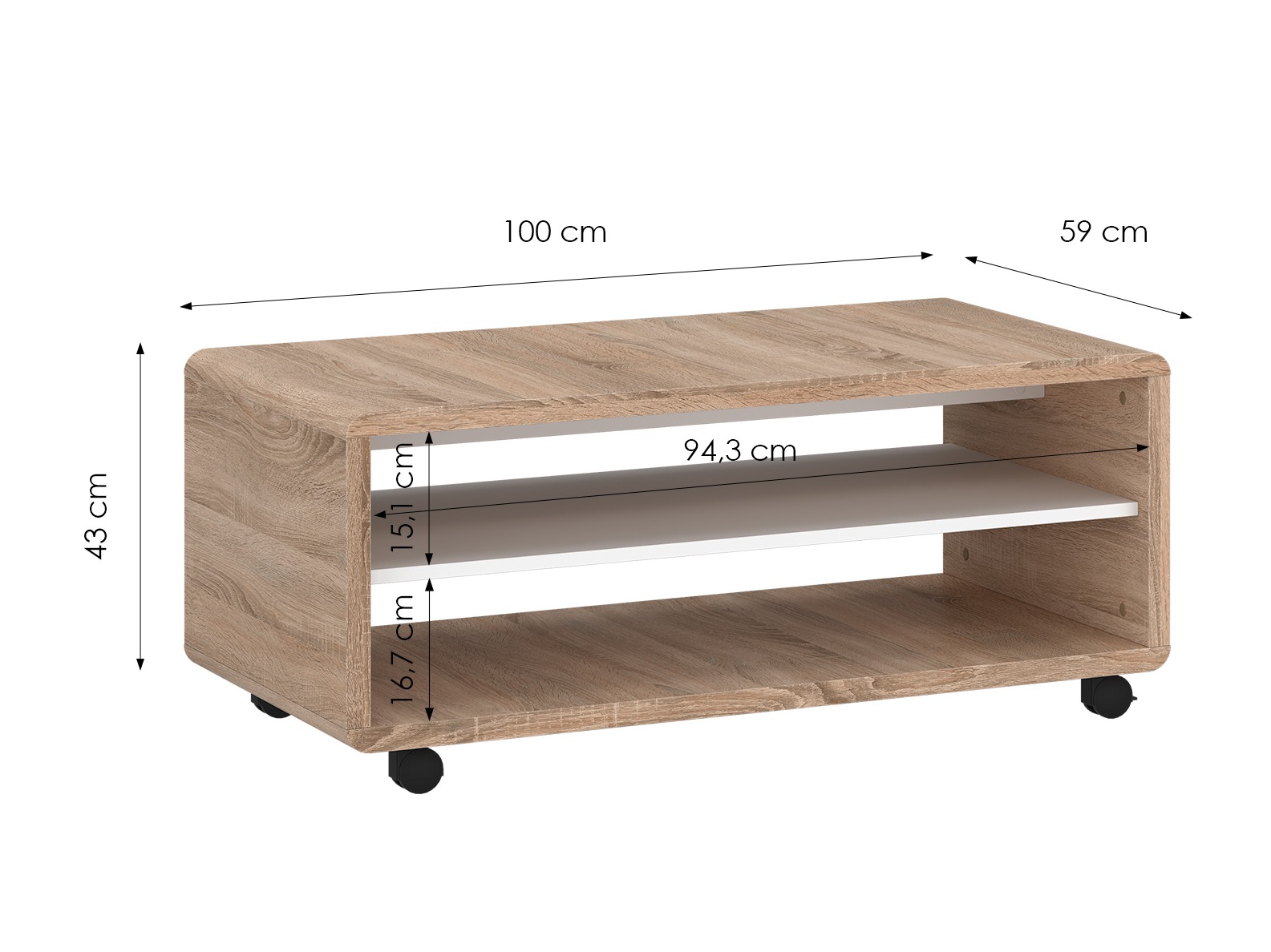 Salontafel Ontario 239 (Sonoma eik + Wit)