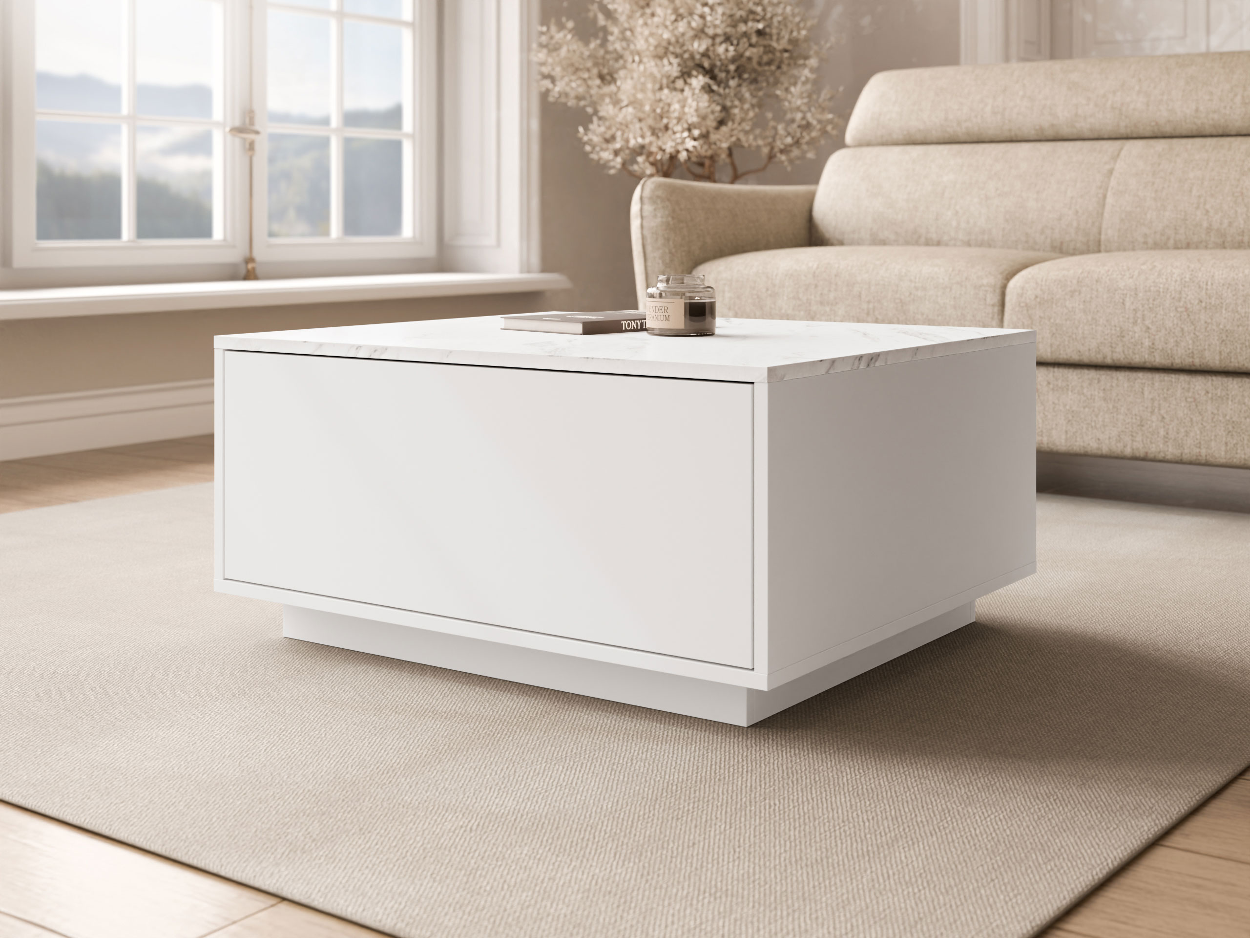 Salontafel Comfivo Unda (Wit marmer + Wit)