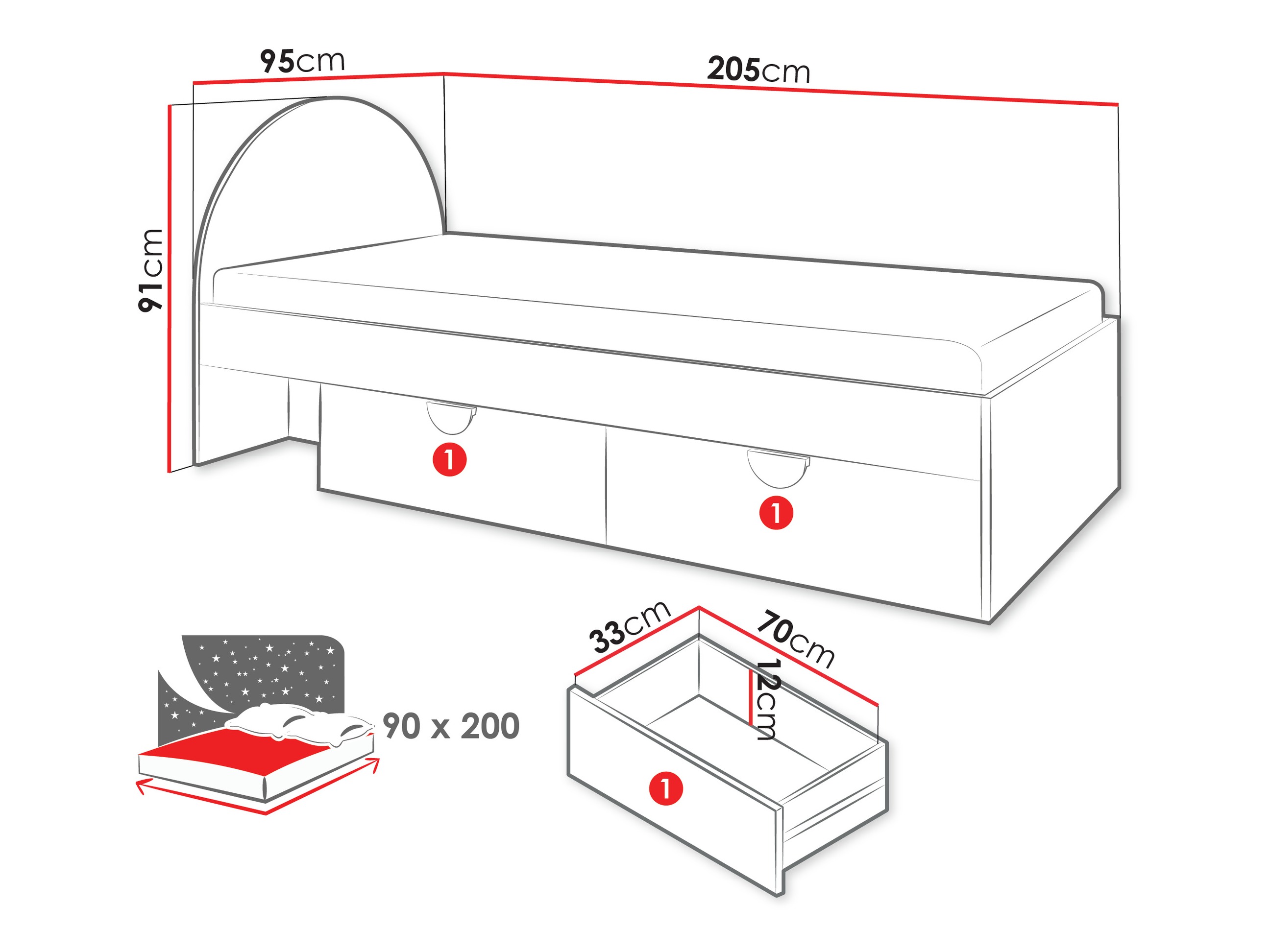 Bed Fivelbi 111 (Blauw)