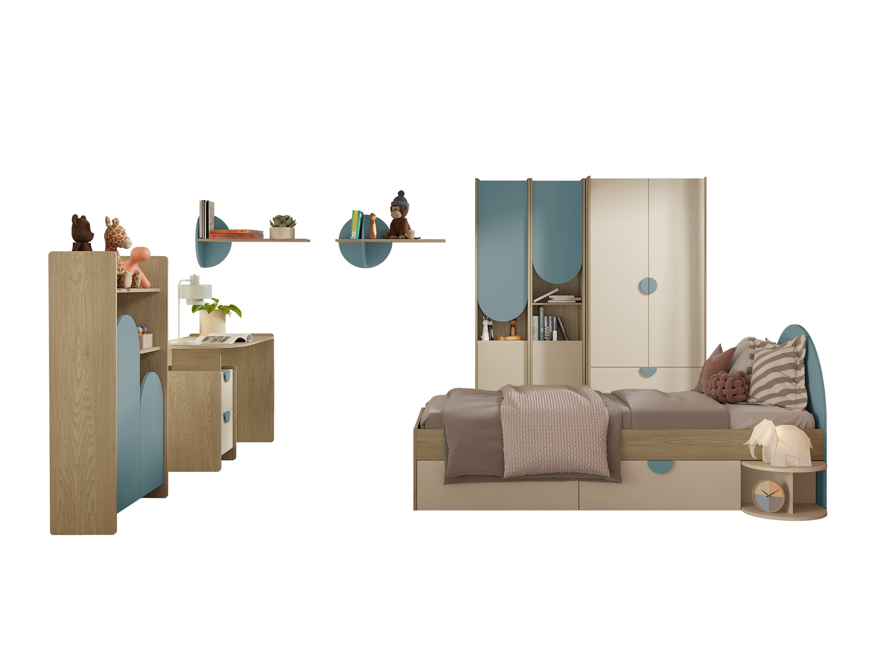 De reeks van de kinderkamer Fivelbi 117 (Blauw)
