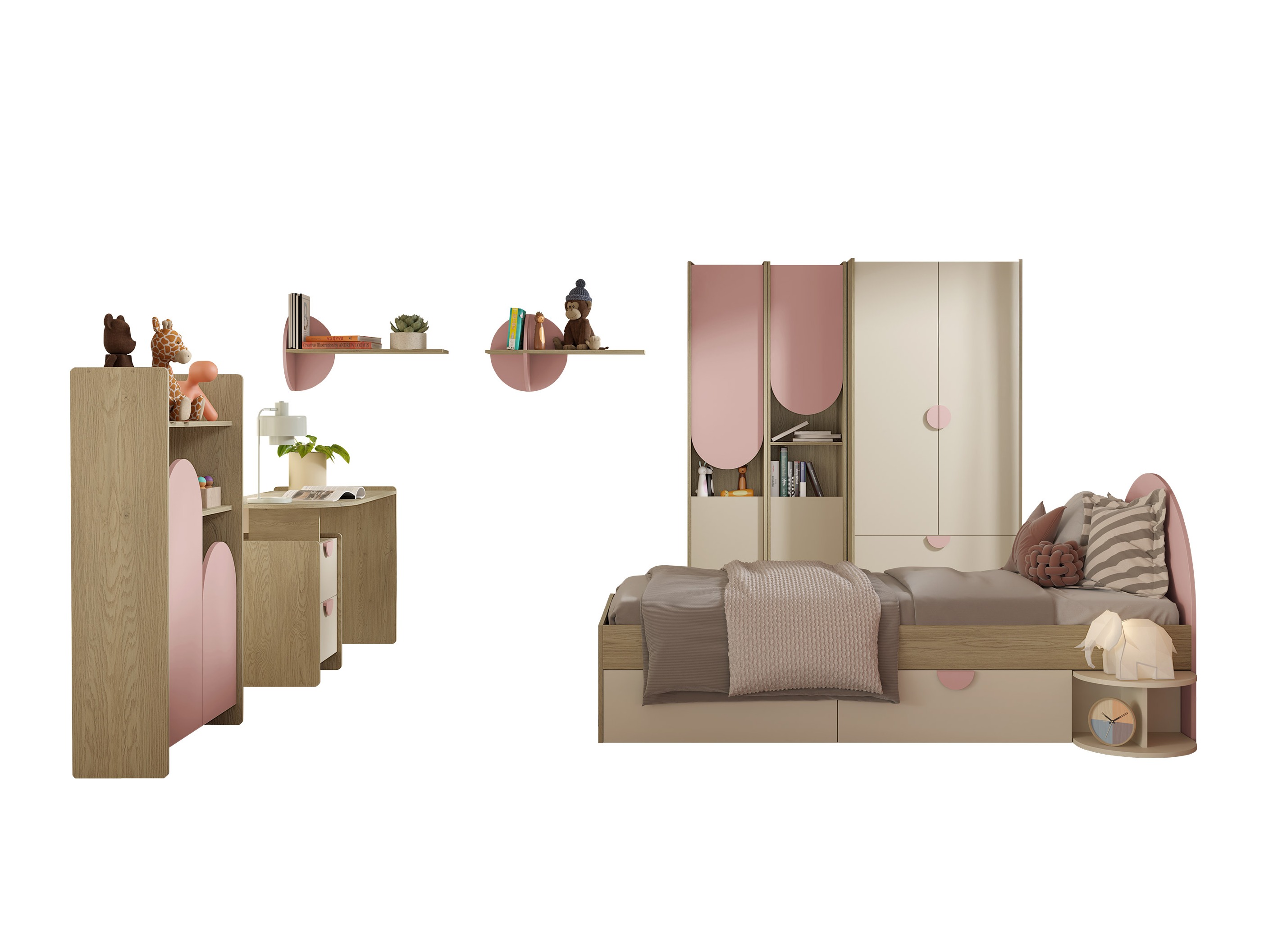 De reeks van de kinderkamer Fivelbi 117 (Roze)