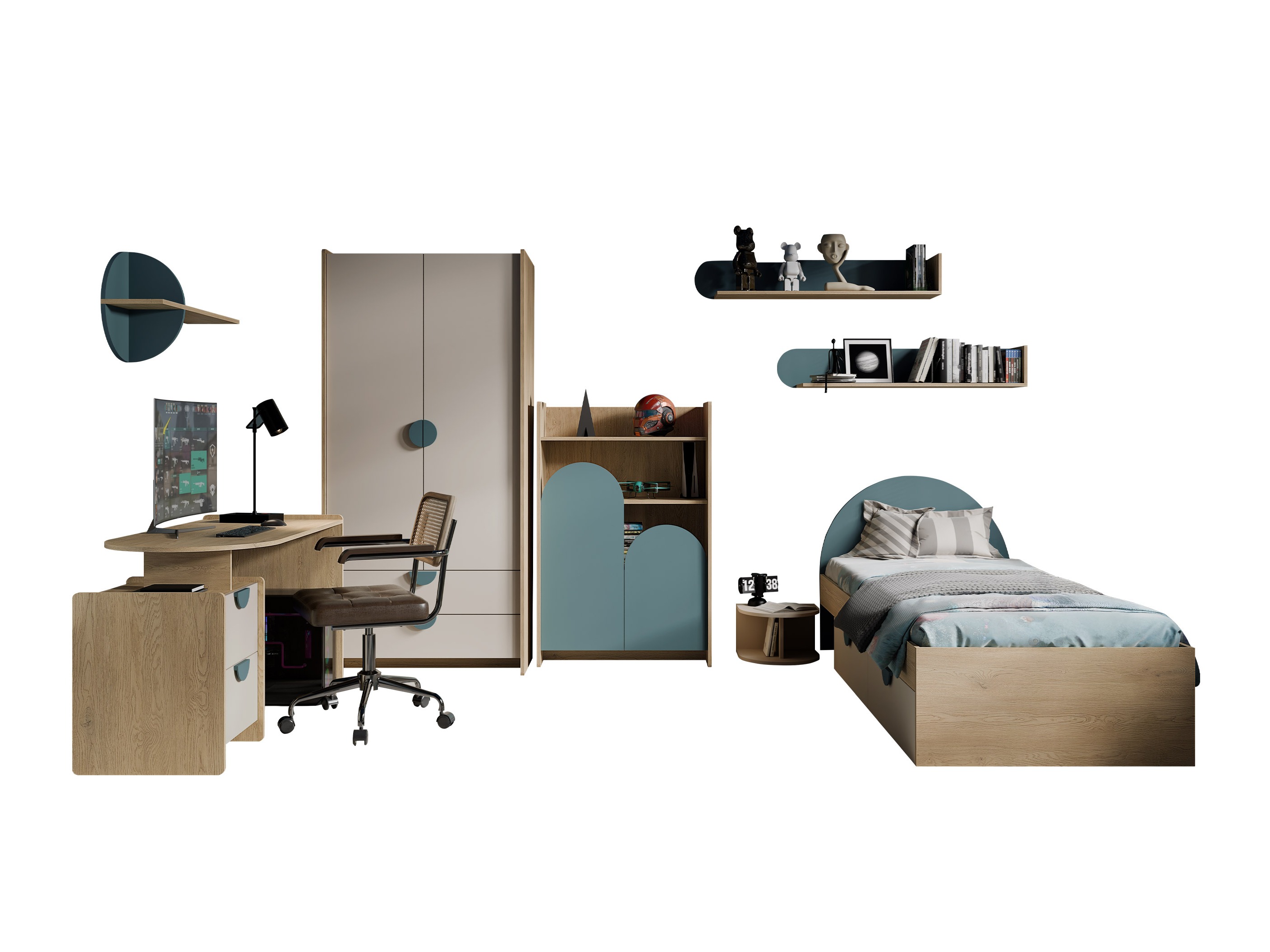 De reeks van de kinderkamer Fivelbi 118 (Blauw)