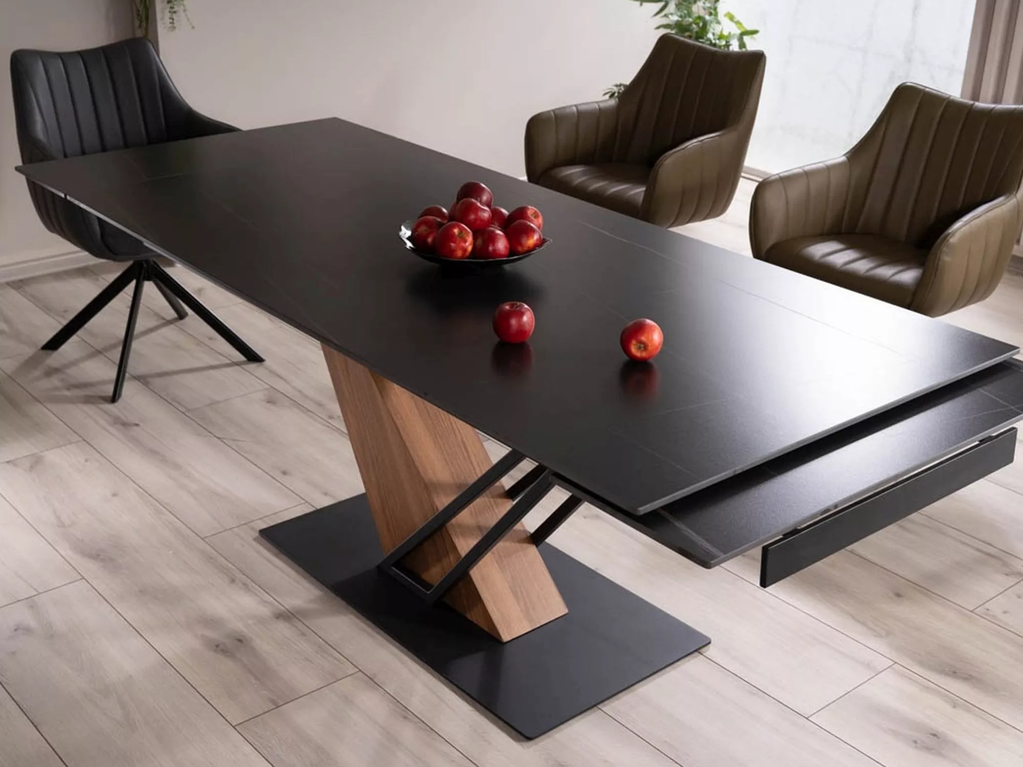 Tafel Detroit 996 (Zwart marmer + Eiken)