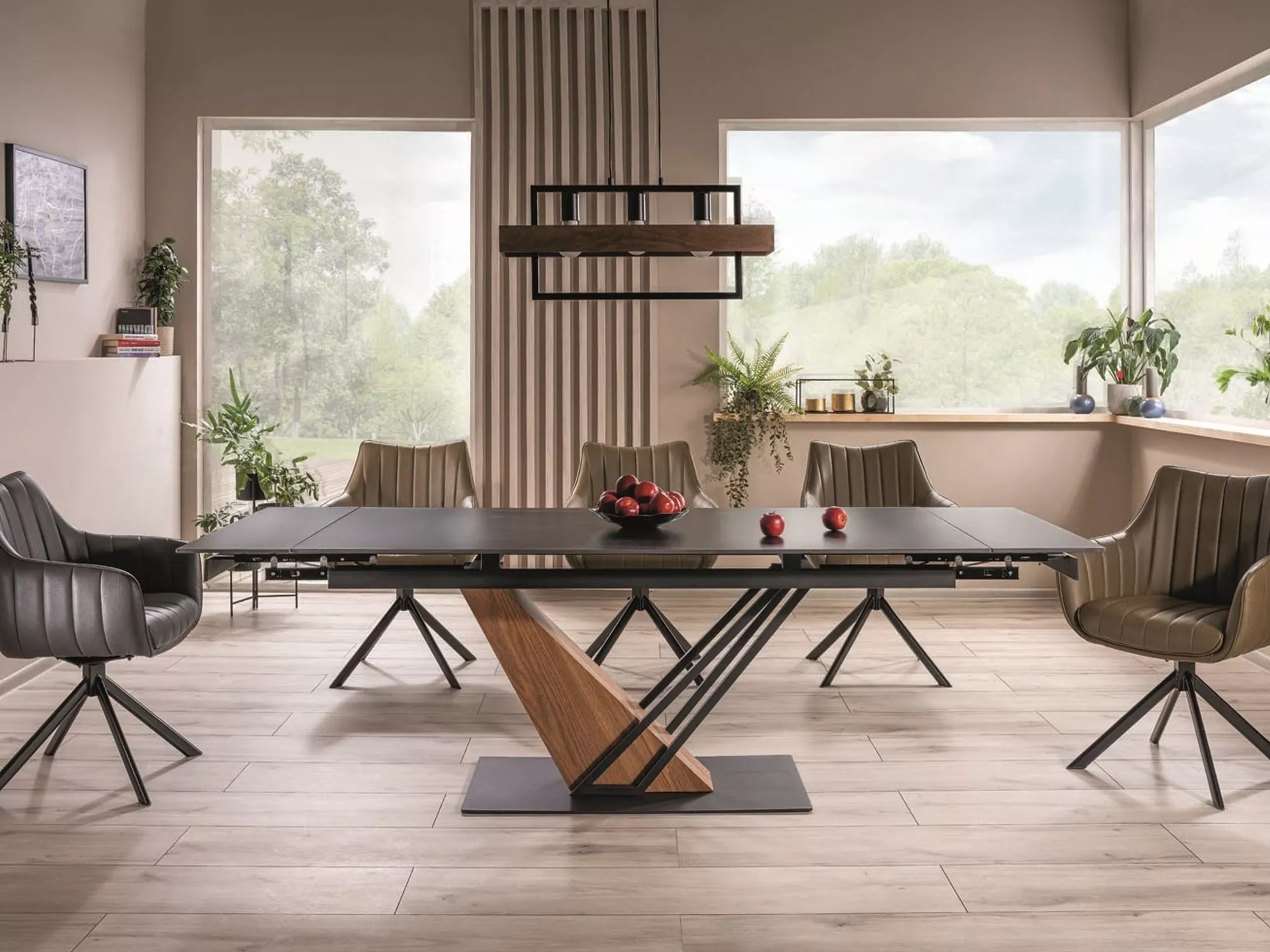 Tafel Detroit 996 (Zwart marmer + Eiken)