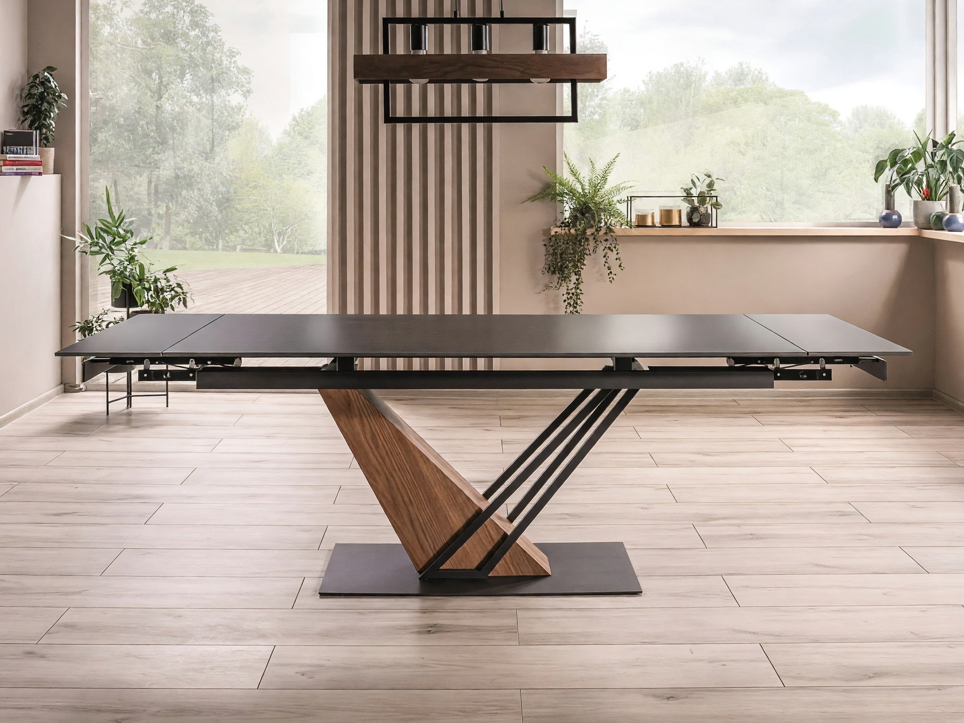 Tafel Detroit 996 (Zwart marmer + Eiken)