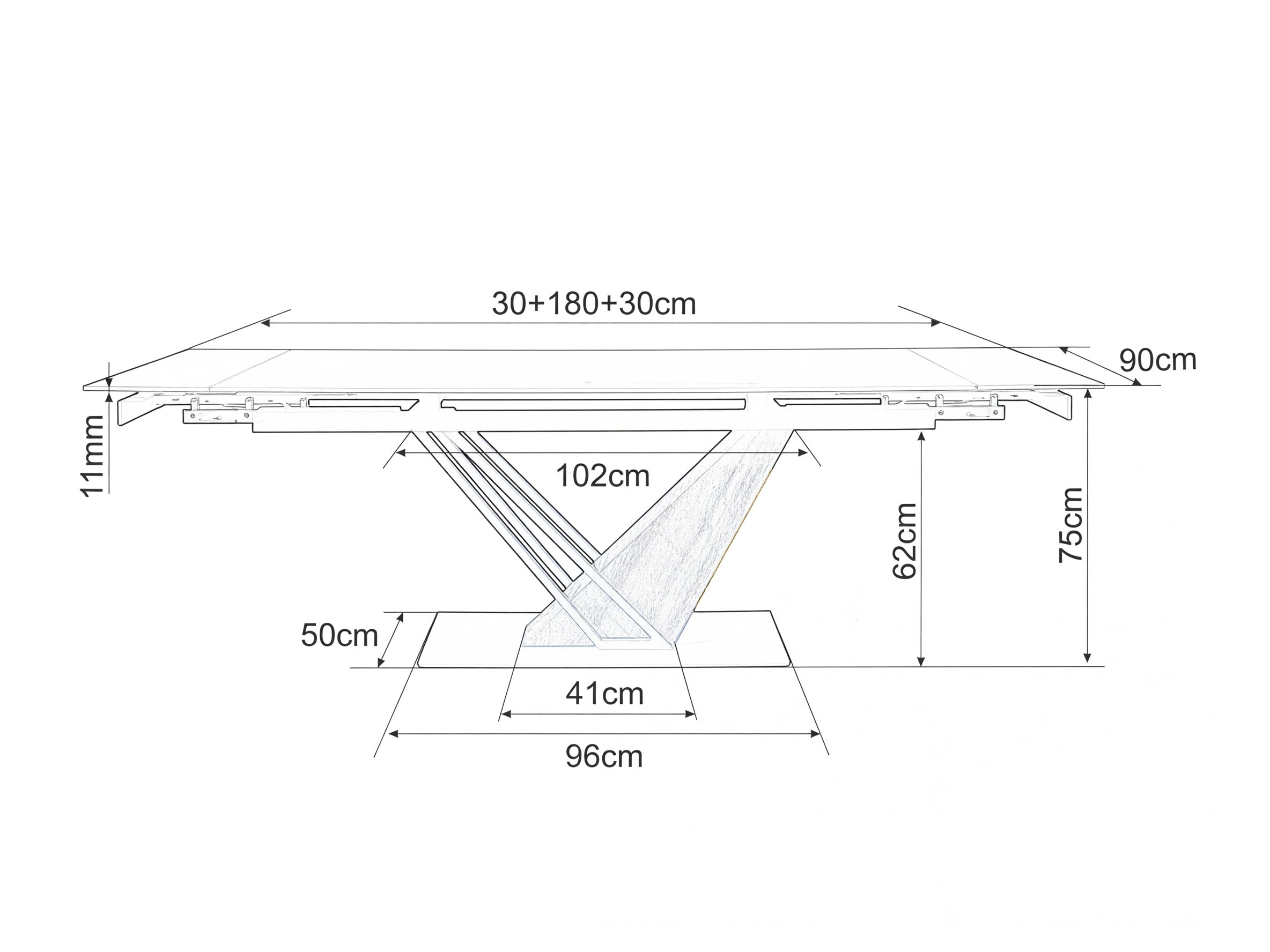 Tafel Detroit 996 (Zwart marmer + Eiken)