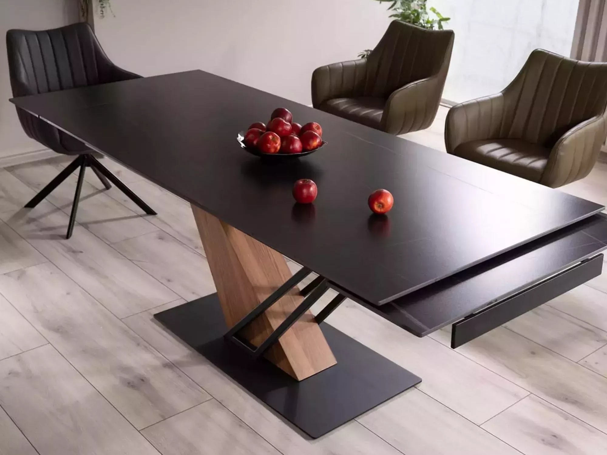 Tafel Detroit 996 (Zwart marmer + Eiken)