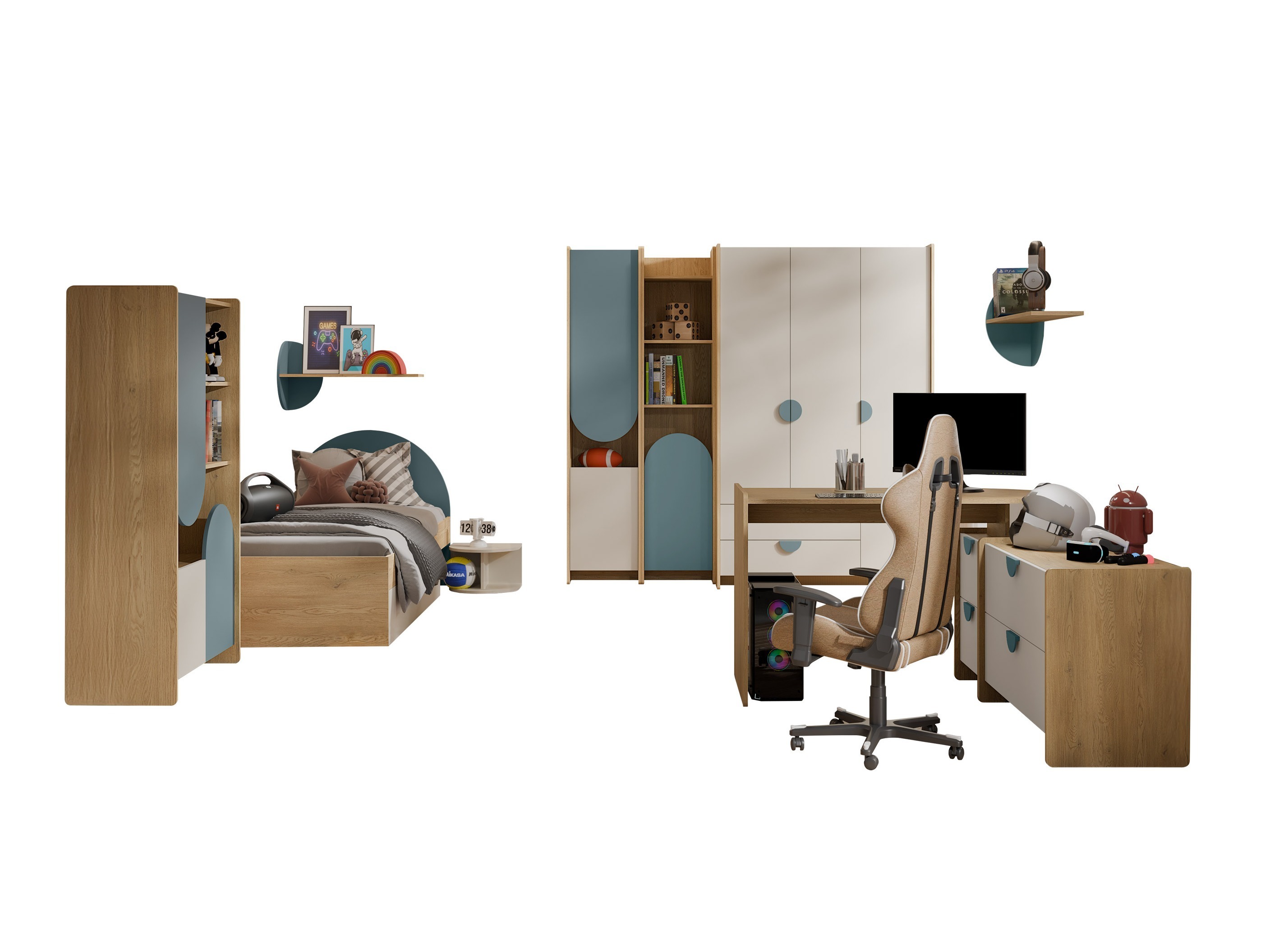 De reeks van de kinderkamer Fivelbi 119 (Blauw)