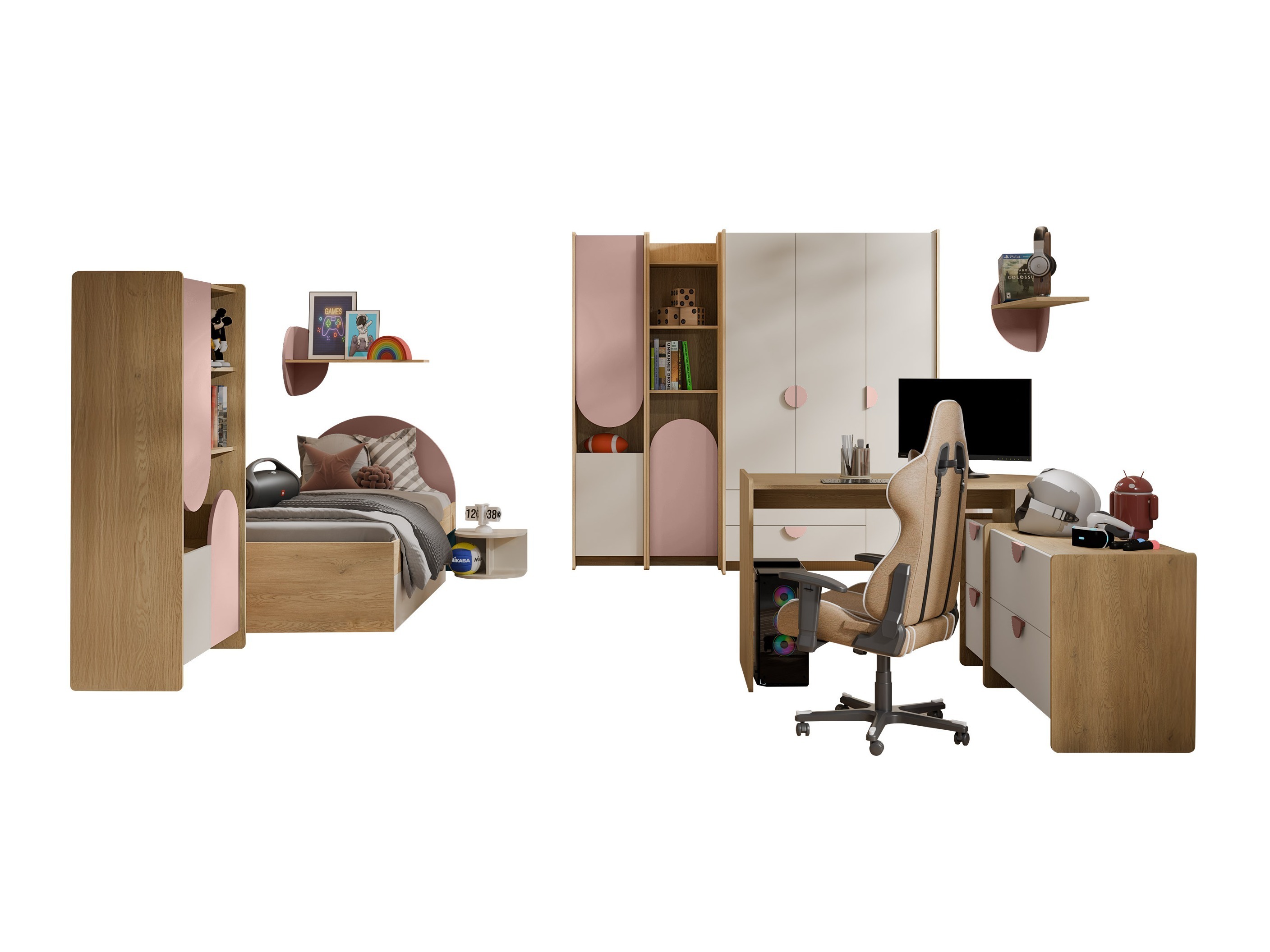 De reeks van de kinderkamer Fivelbi 119 (Roze)