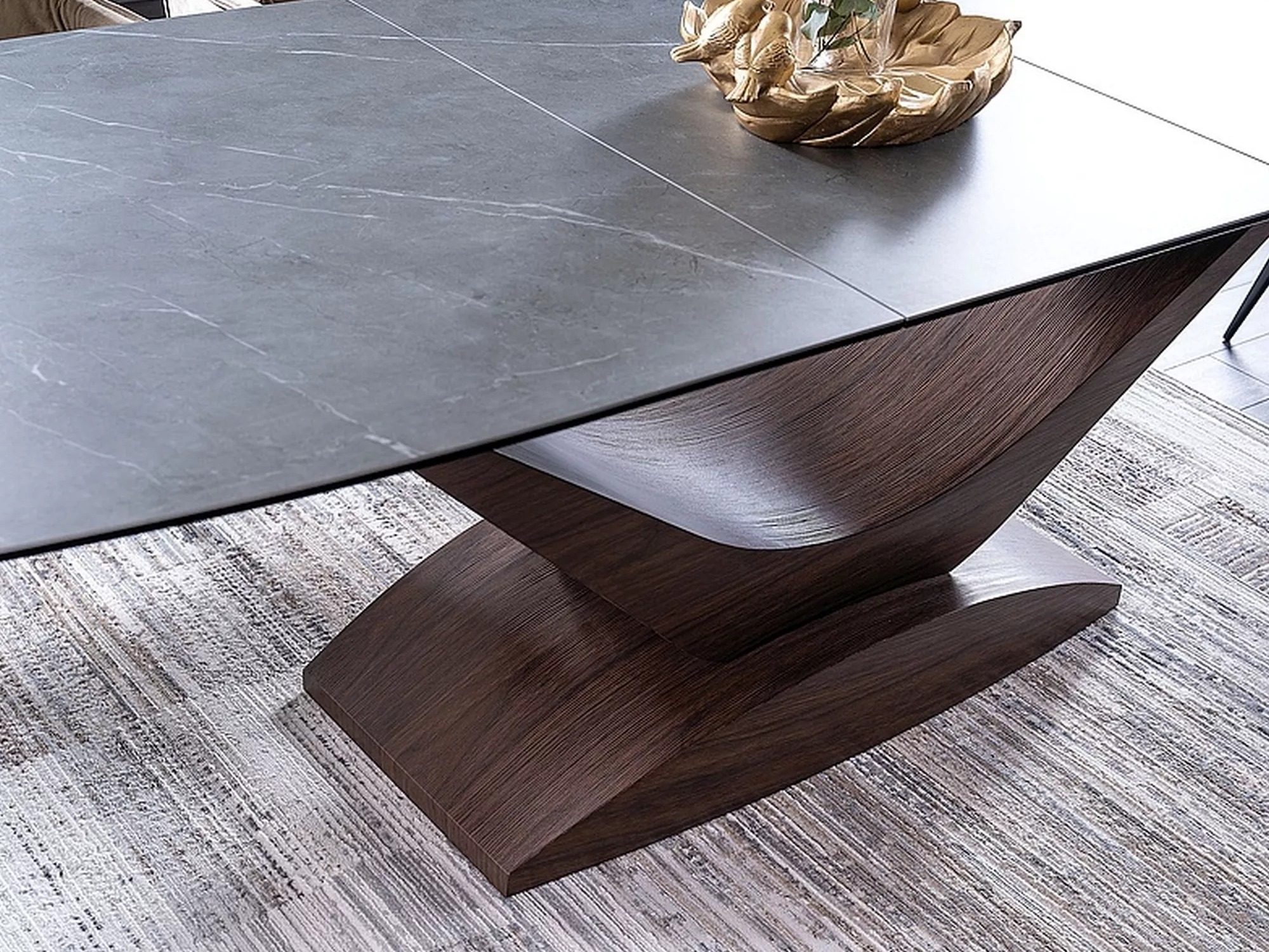 Tafel Detroit 1001 (Notenhout + Grijs marmer)