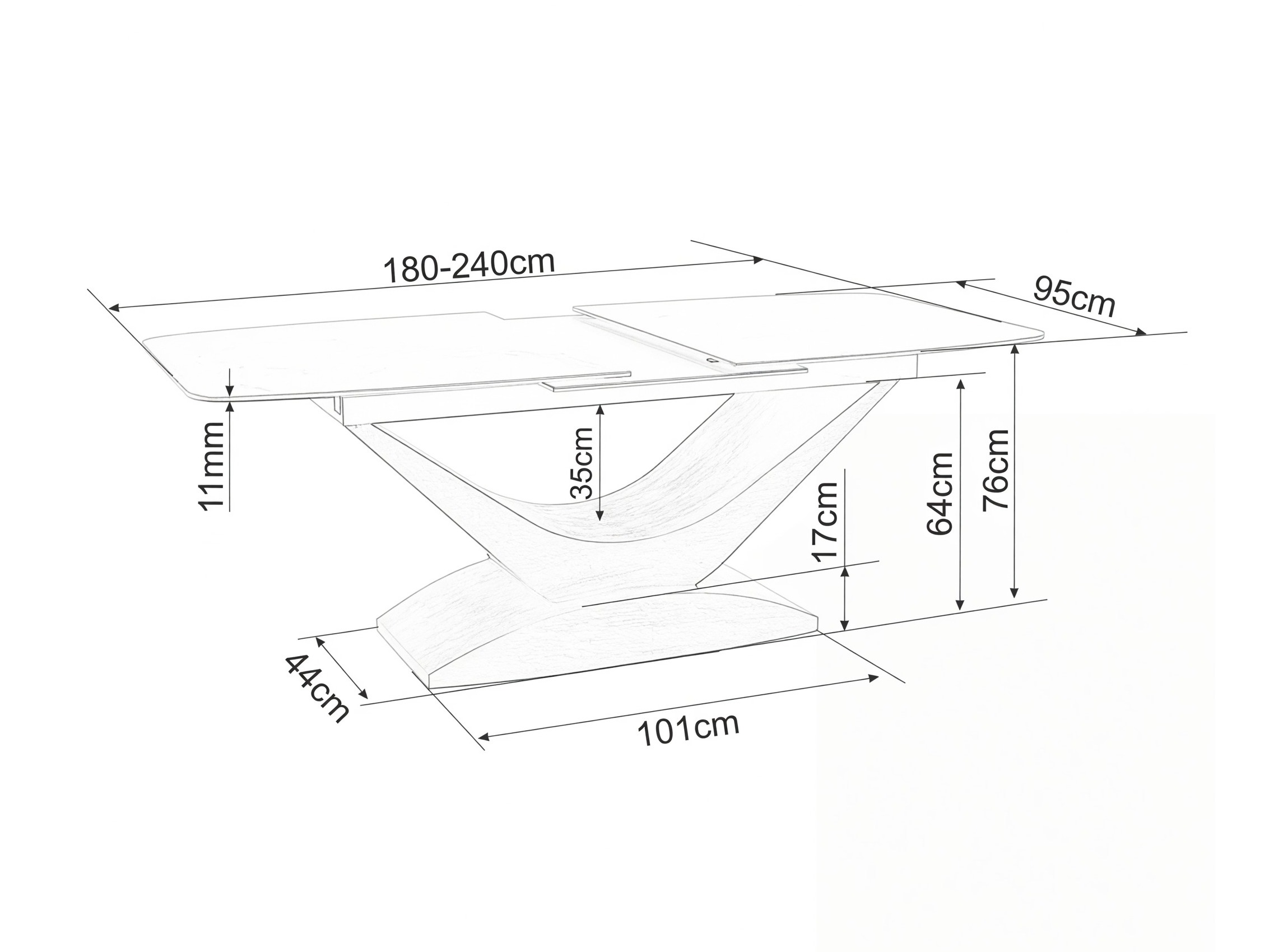 Tafel Detroit 1001 (Notenhout + Grijs marmer)