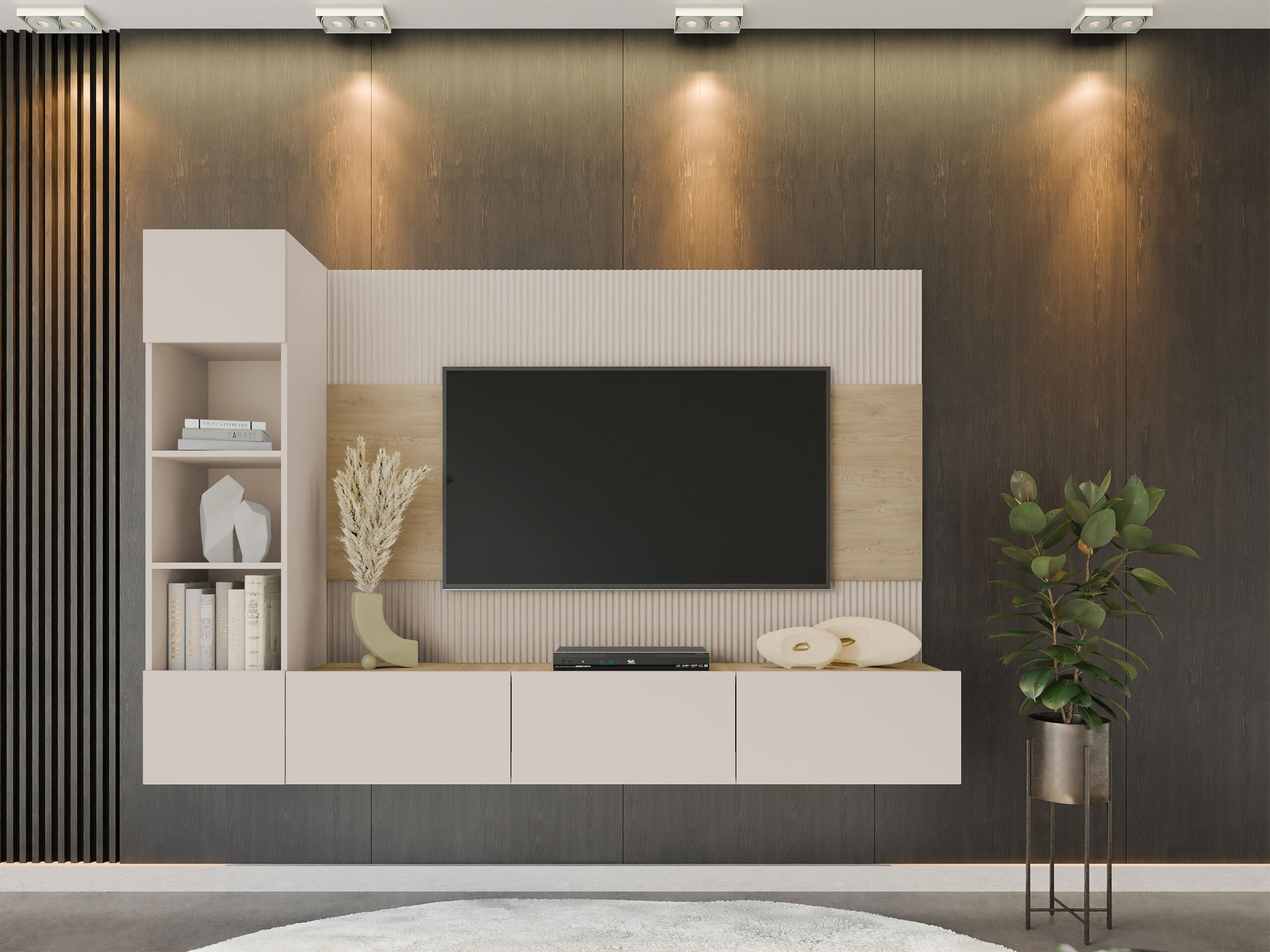 Woonkamerset Comfivo Salix II (Beige + Eiken)