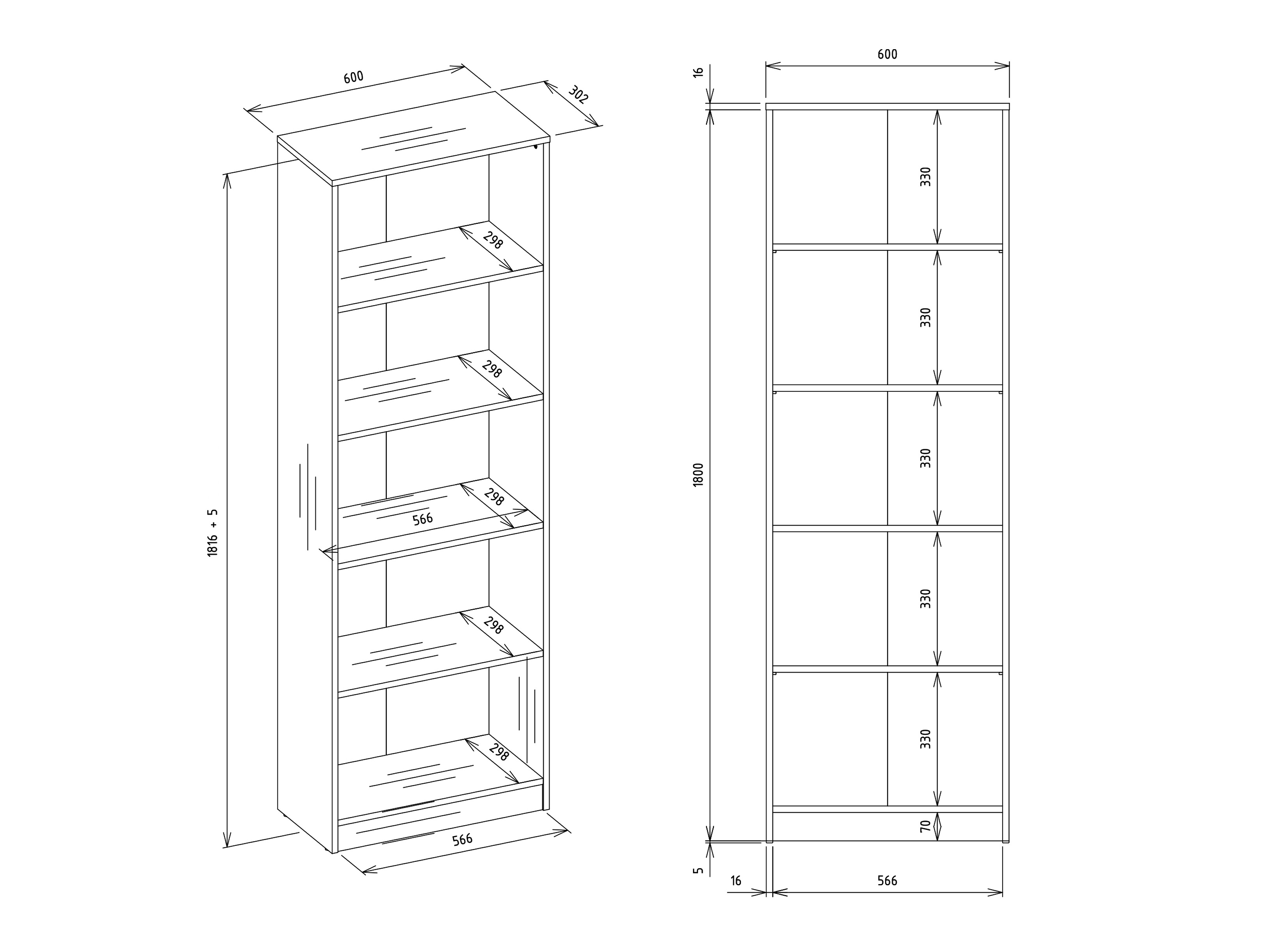 Boekenkast Mandeville 191 (Artisan eiken)
