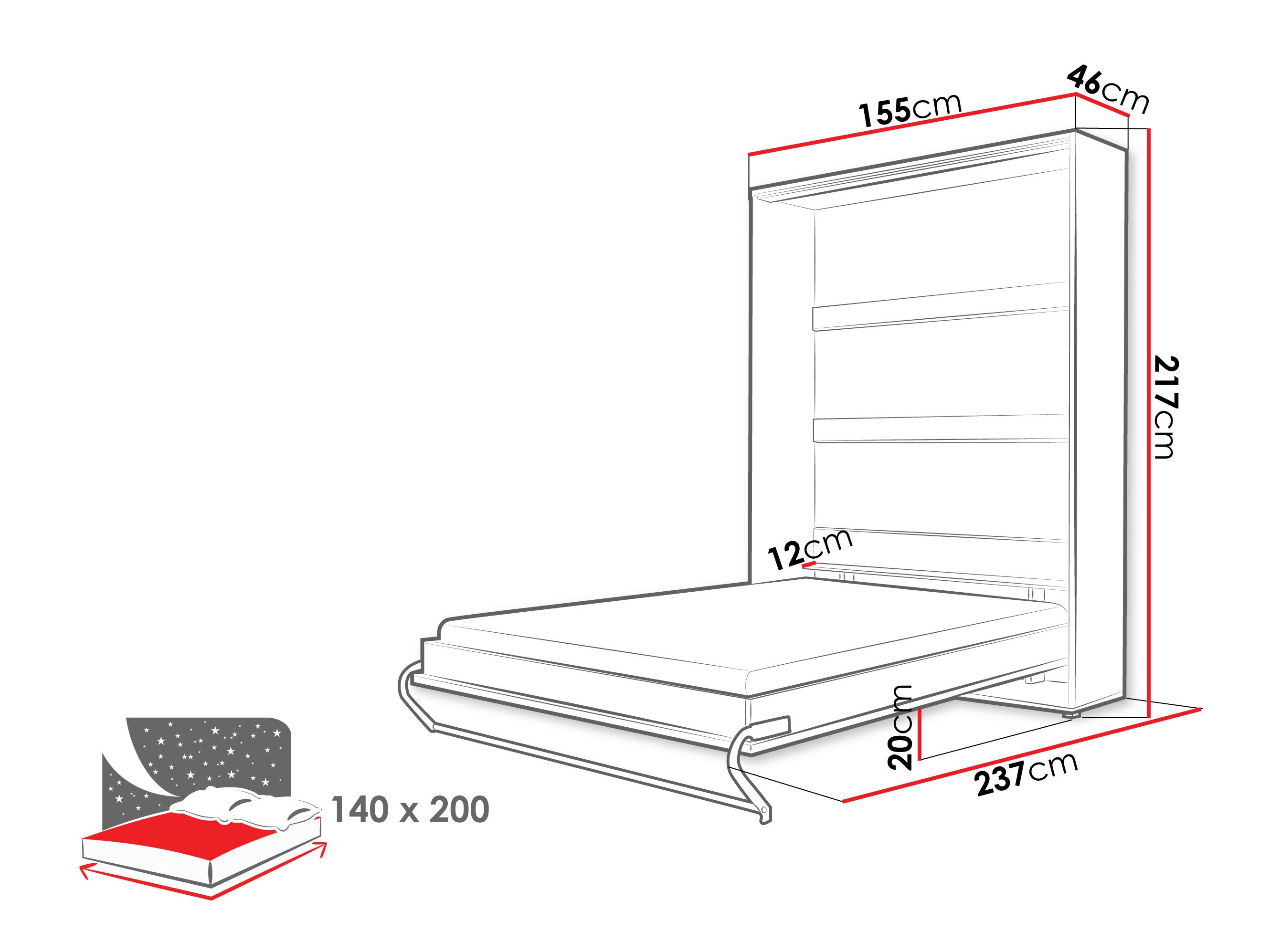 Muurbed Concept Pro Lenart III (Wit)