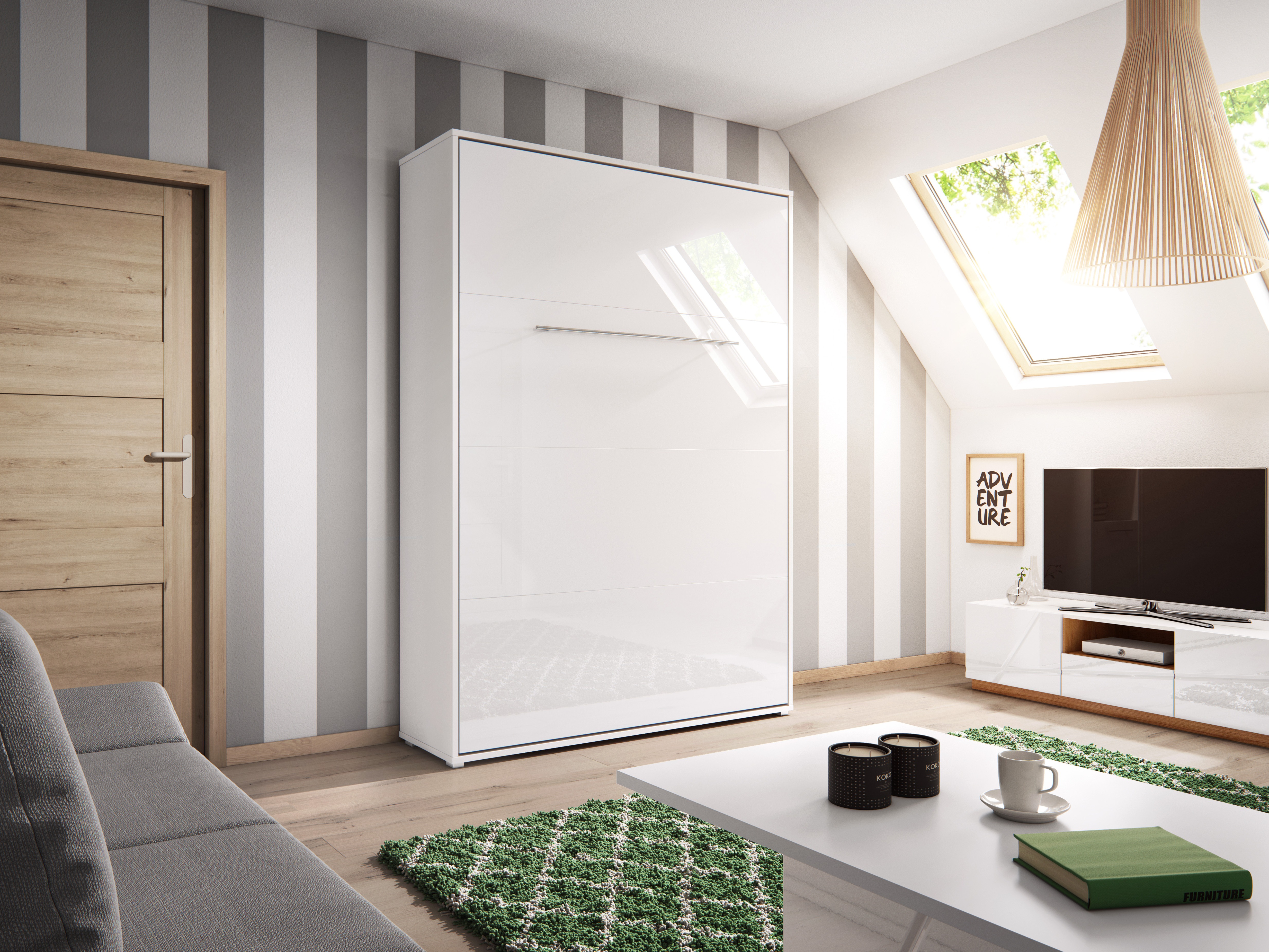 Muurbed Concept Pro Lenart III (Wit + Glanzend wit)