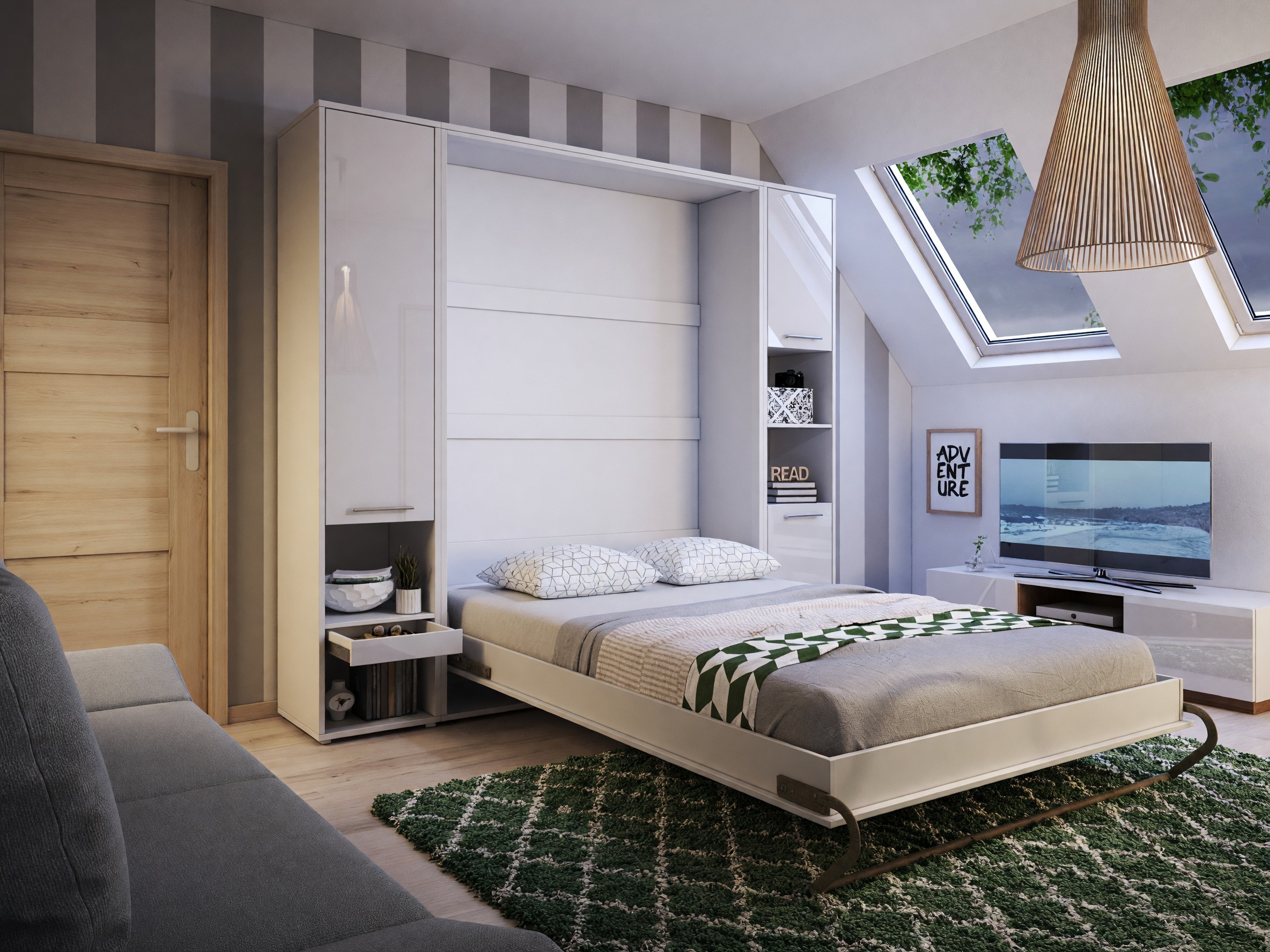 Muurbed Concept Pro Lenart III (Wit + Glanzend wit)