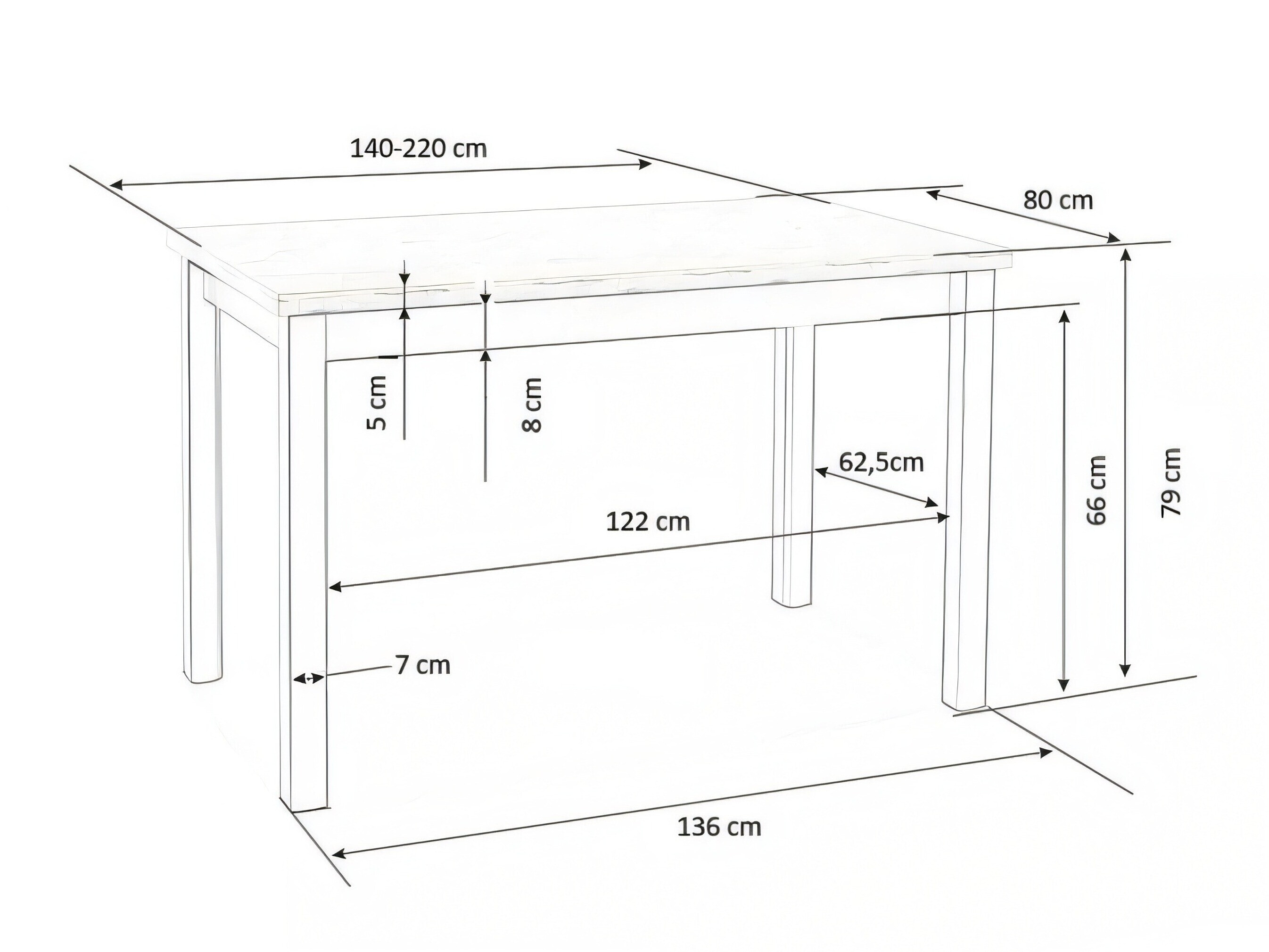 Tafel Houston 559 (Lancelot-eik + Wit)