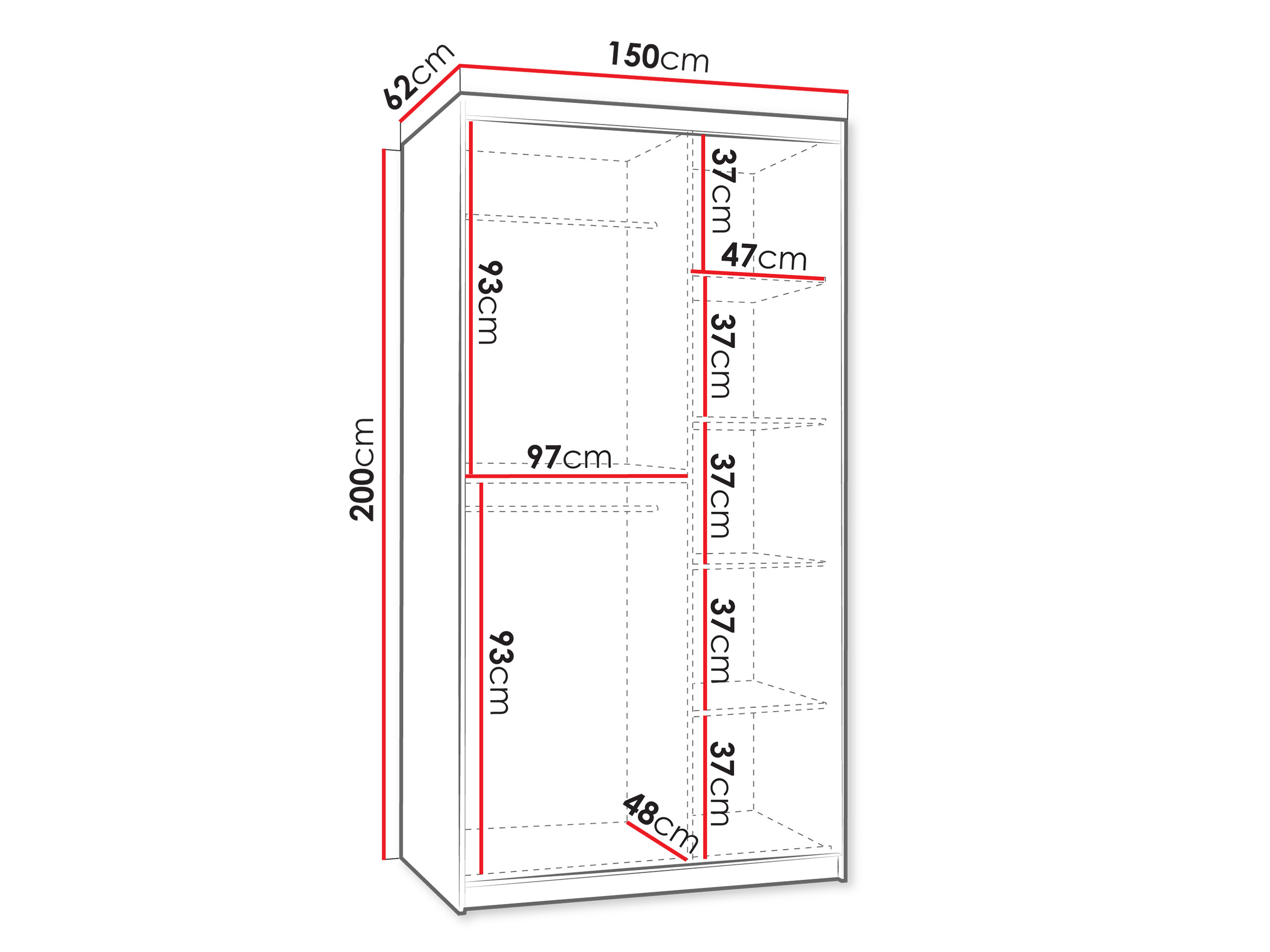 Kledingkast Hartford 502 (Zwart)