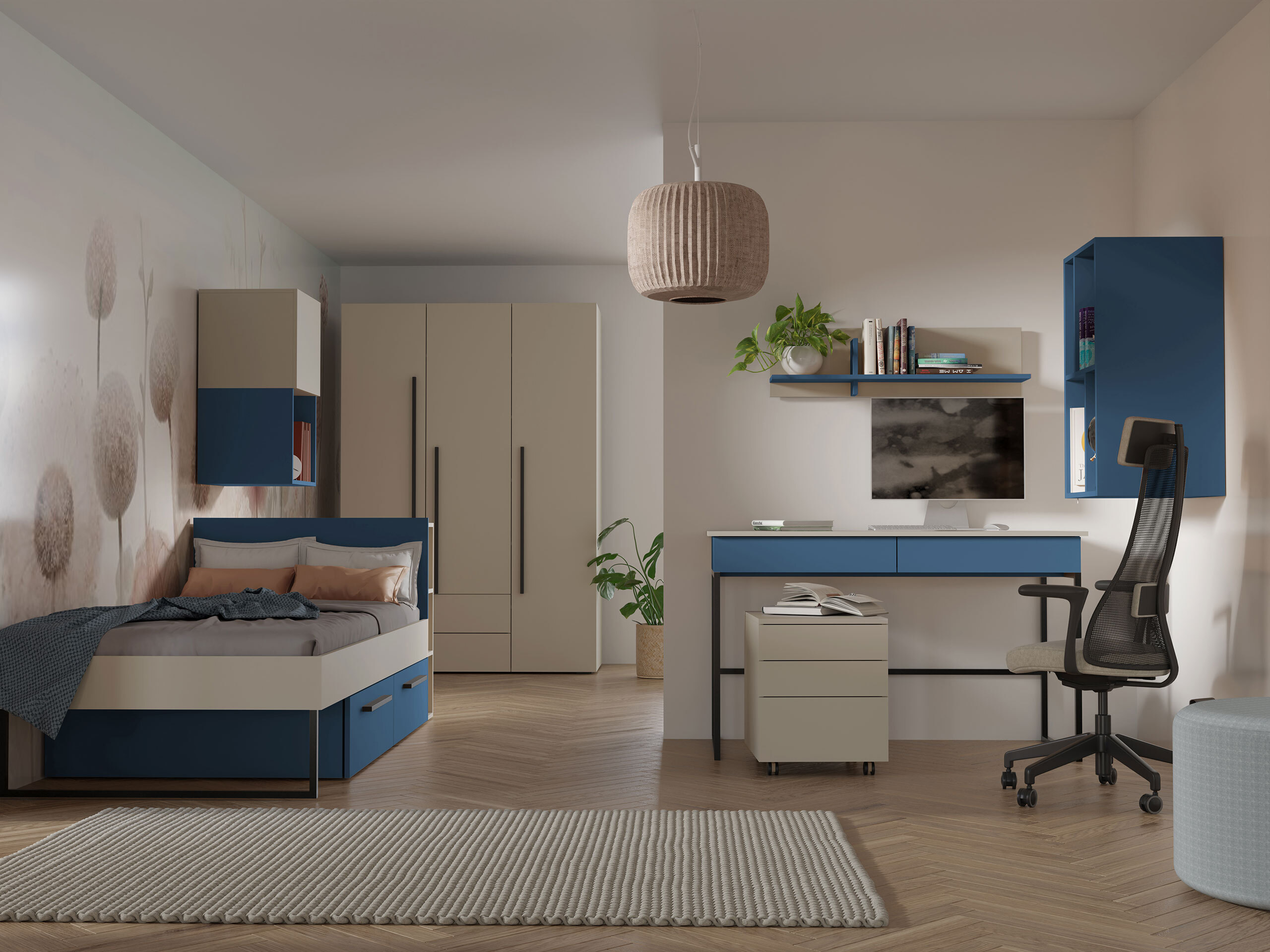 Bed Etruva 110 (Kasjmier + Blauw)