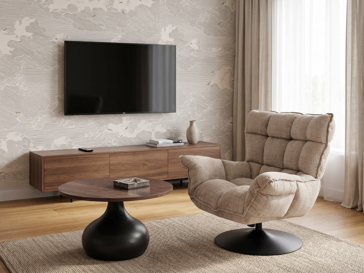 Salontafel Houston 2192 (Zwart + Notenhout)
