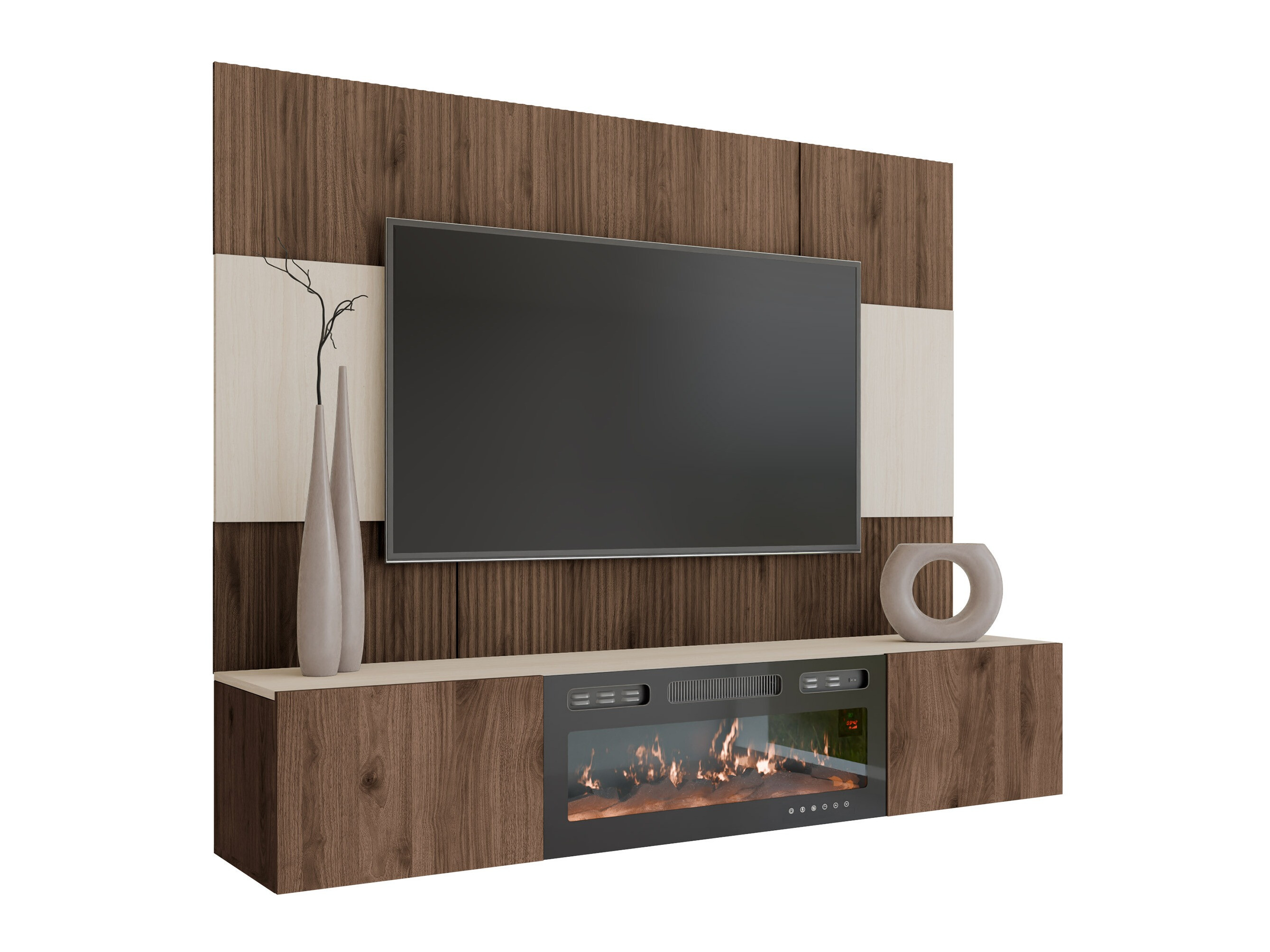 Woonkamerset Comfivo Salix VII (Notenhout + Licht Travertine)