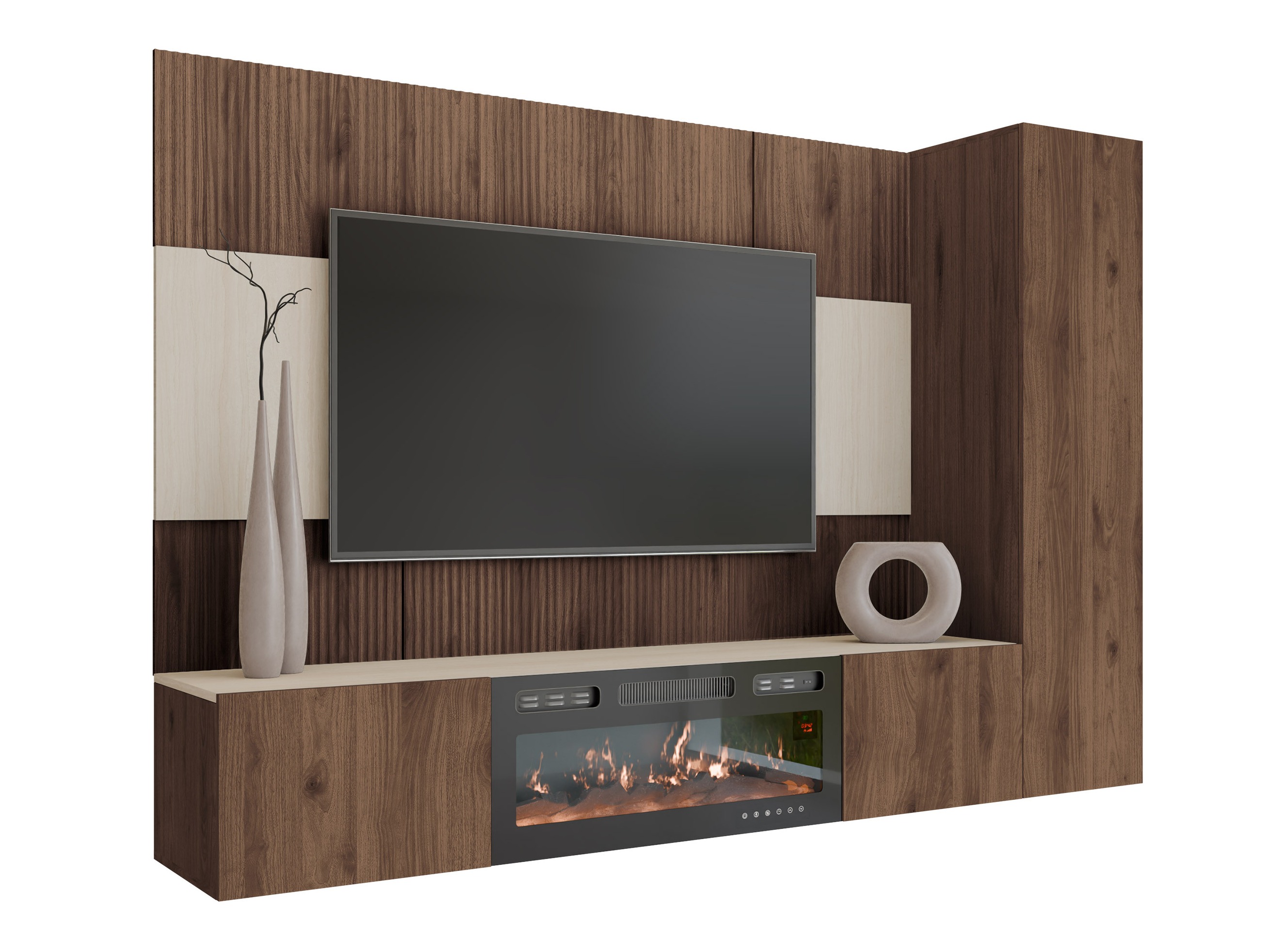 Woonkamerset Comfivo Salix IX (Notenhout + Licht Travertine)
