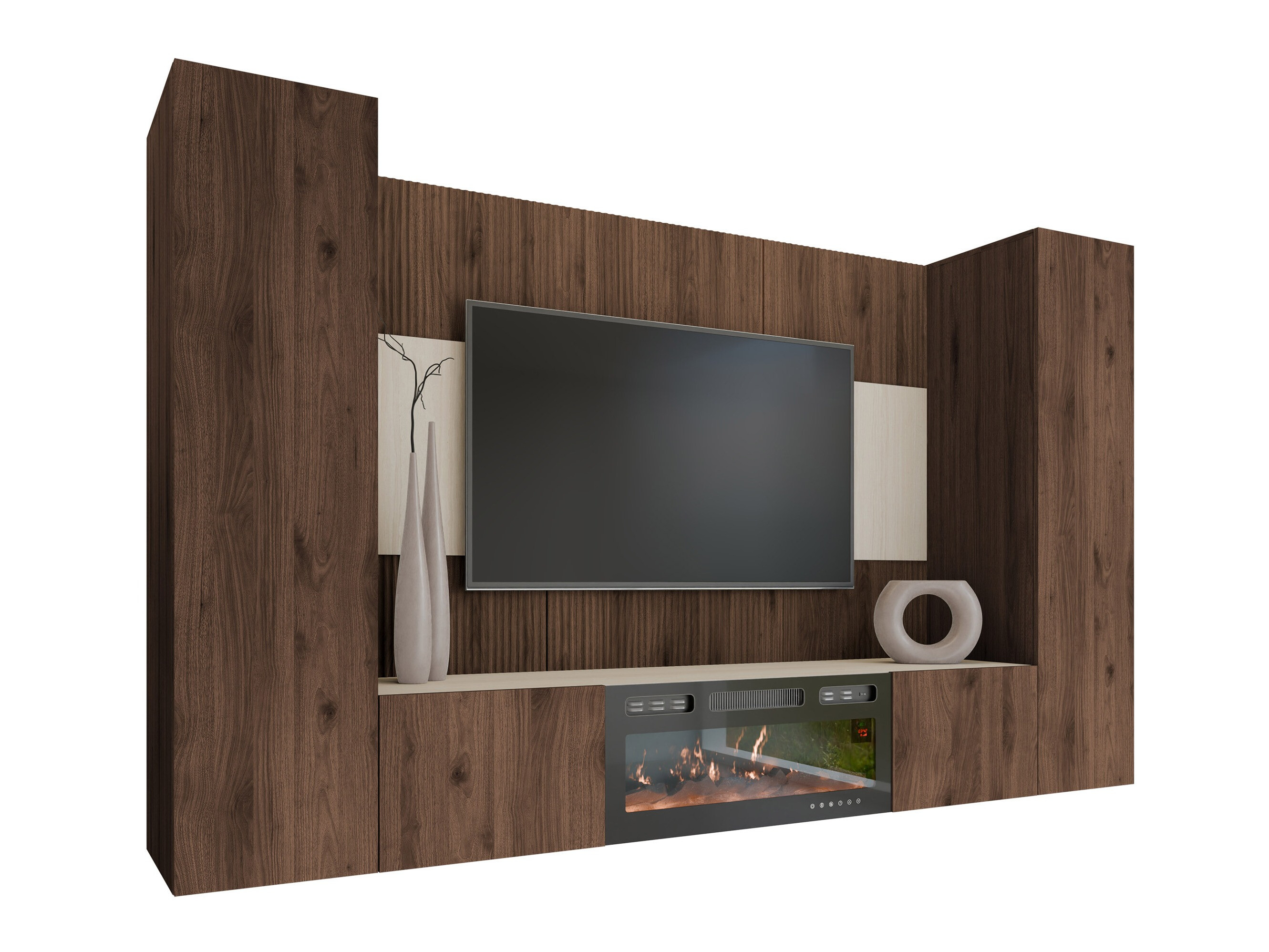 Woonkamerset Comfivo Salix VIII (Notenhout + Licht Travertine)