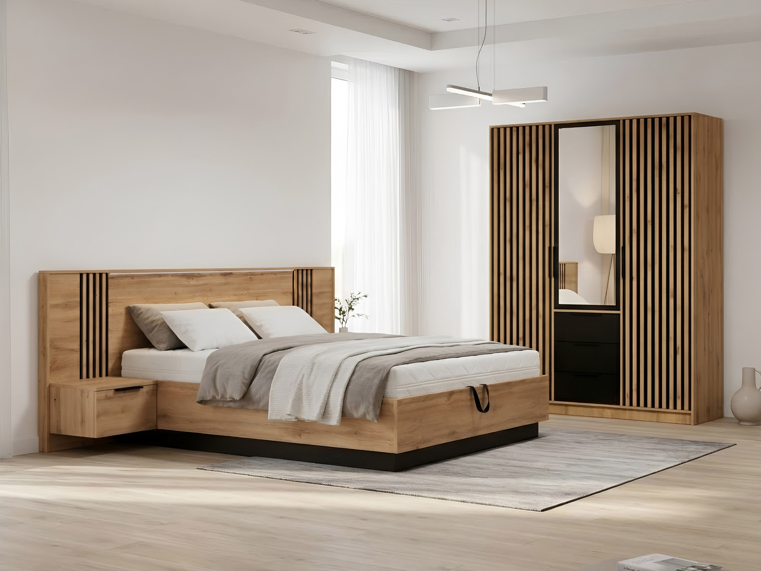 Bed Collis (Wotan eik + Zwart)