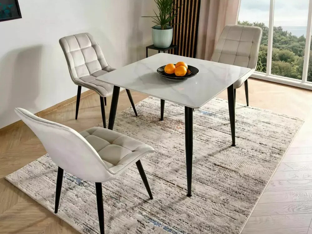 Tafel Detroit 876 (Wit marmer + Zwart)