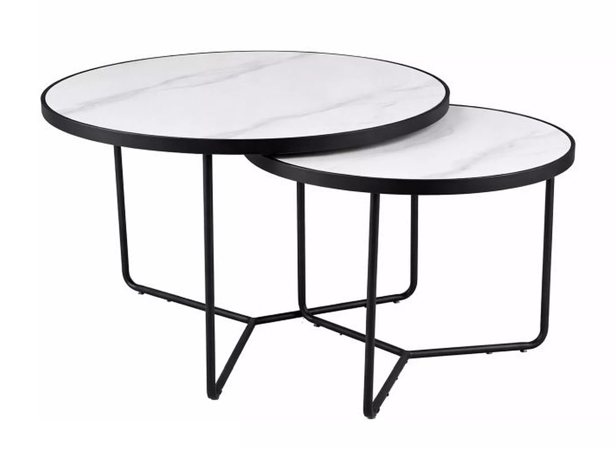 Salontafel set Detroit 252 (Wit marmer + Zwart)