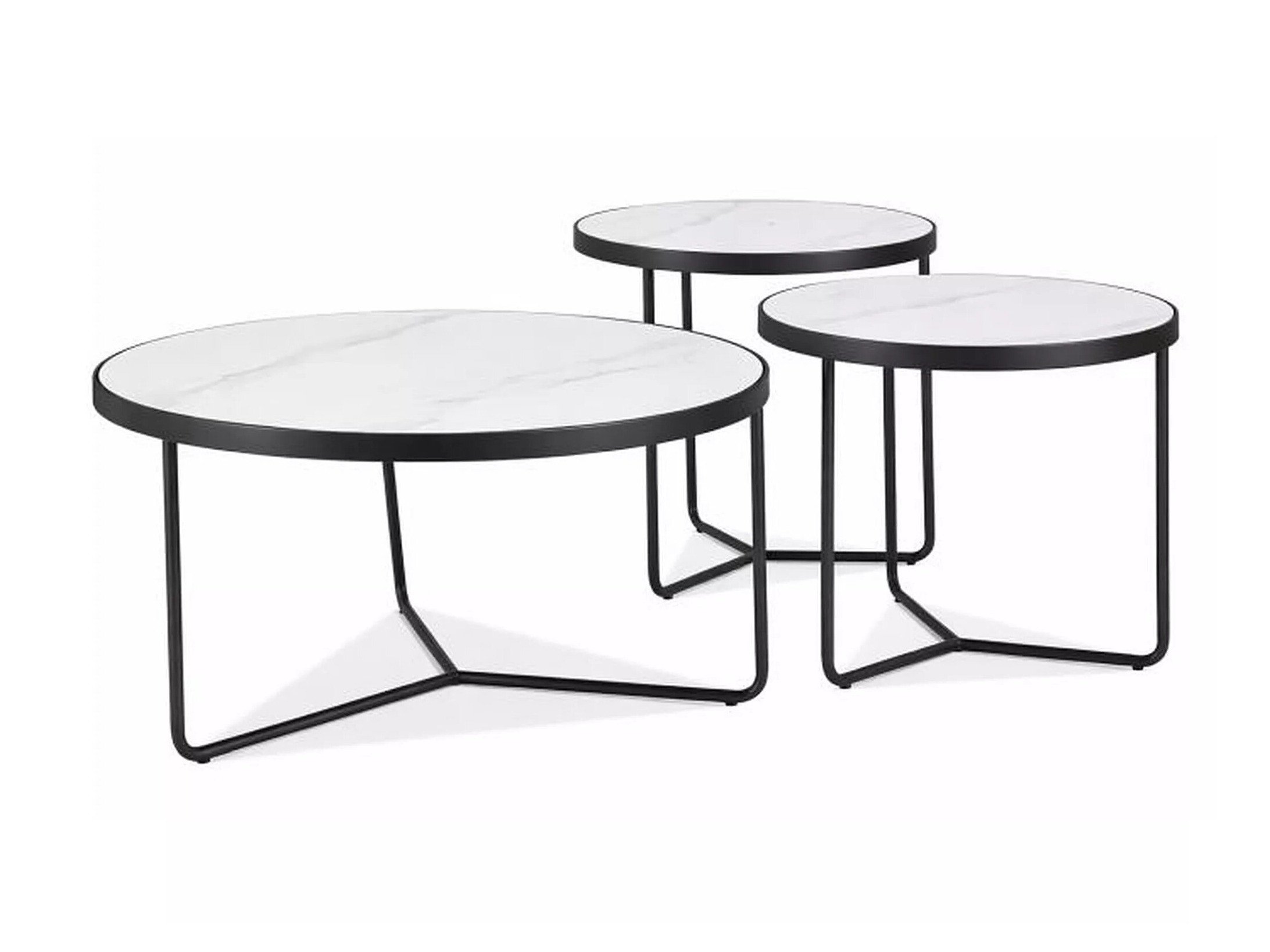 Salontafel set Detroit 570 (Wit marmer + Zwart)