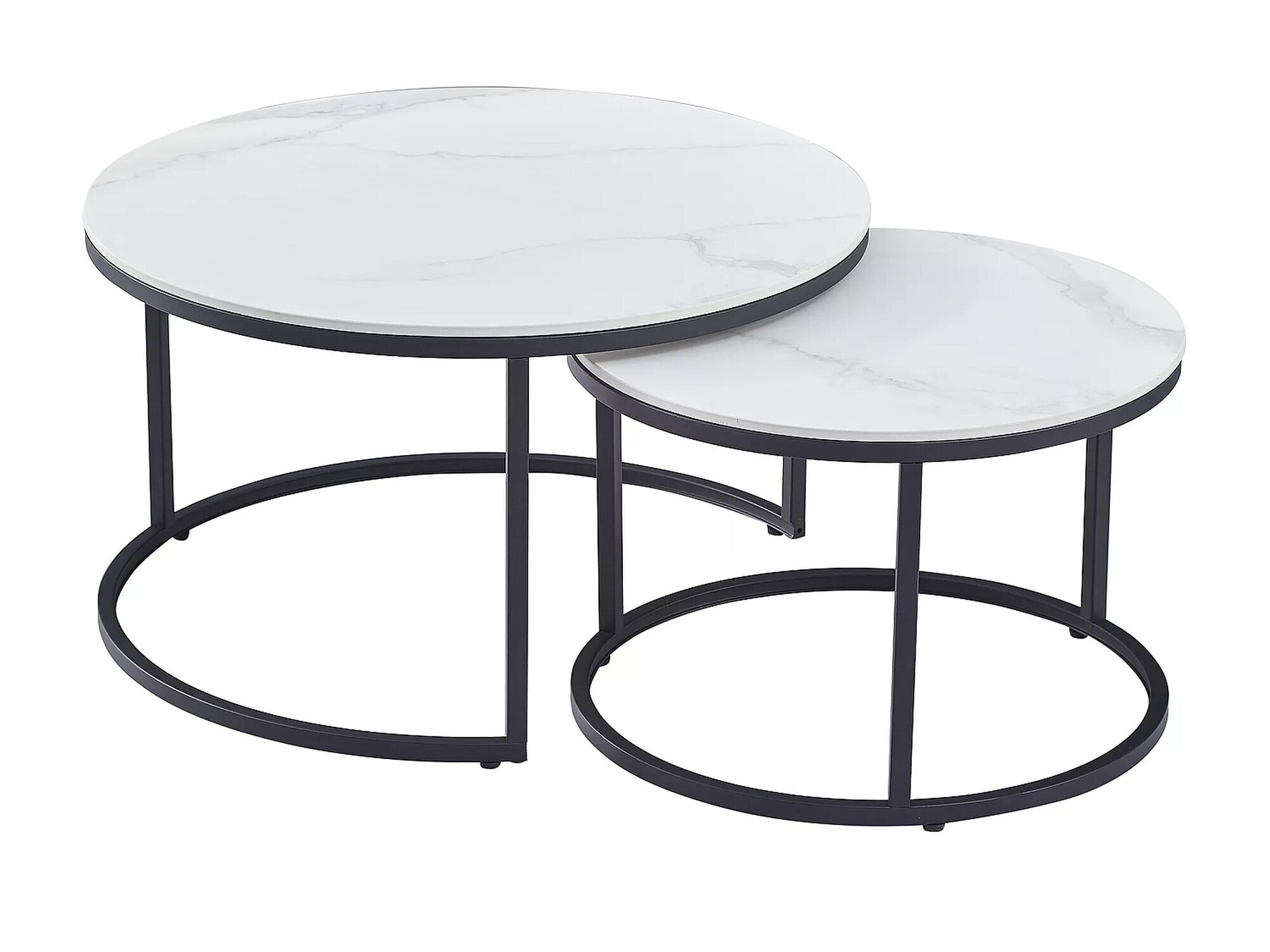 Salontafel set Detroit 607 (Wit marmer + Zwart)