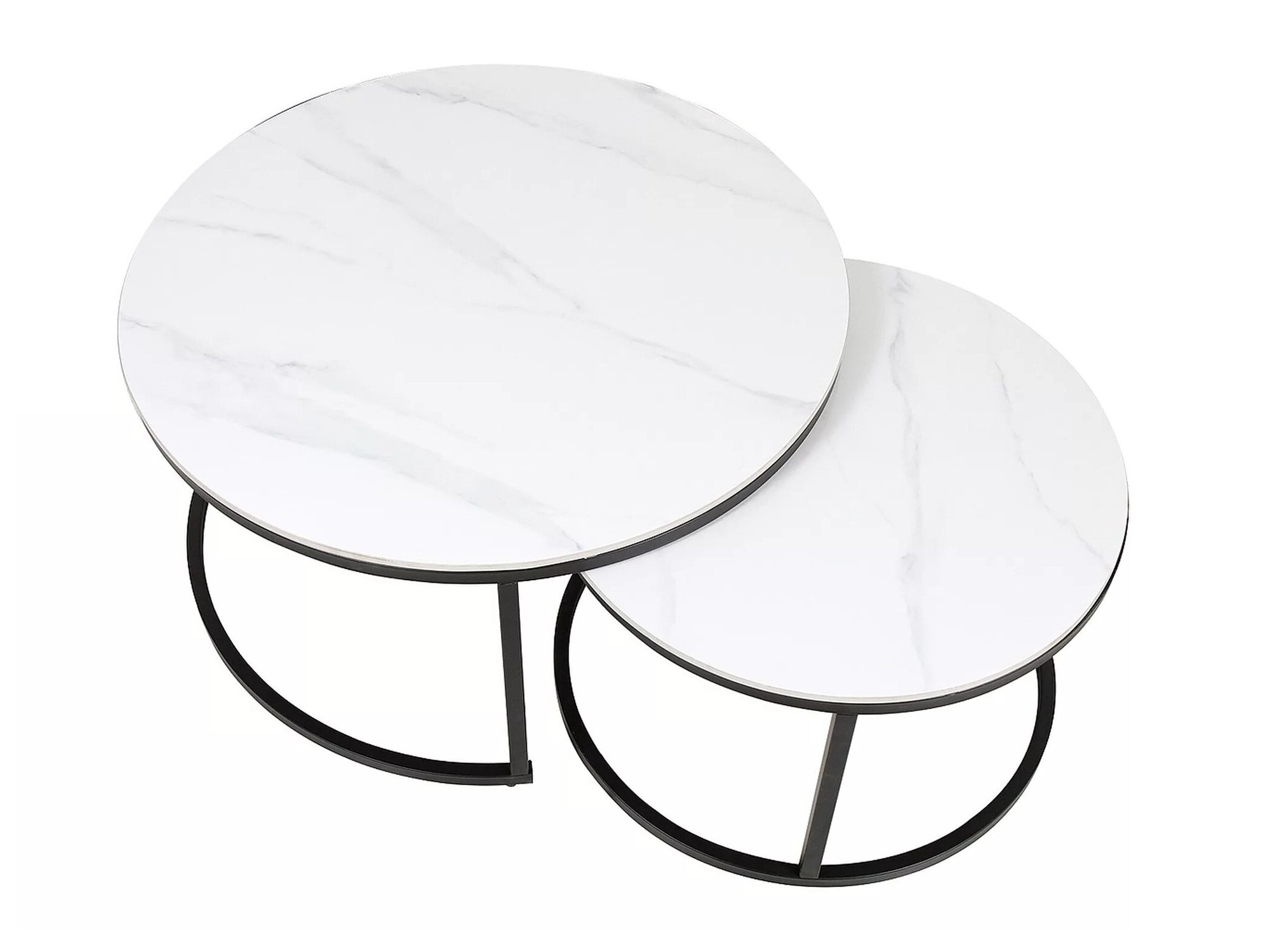 Salontafel set Detroit 607 (Wit marmer + Zwart)