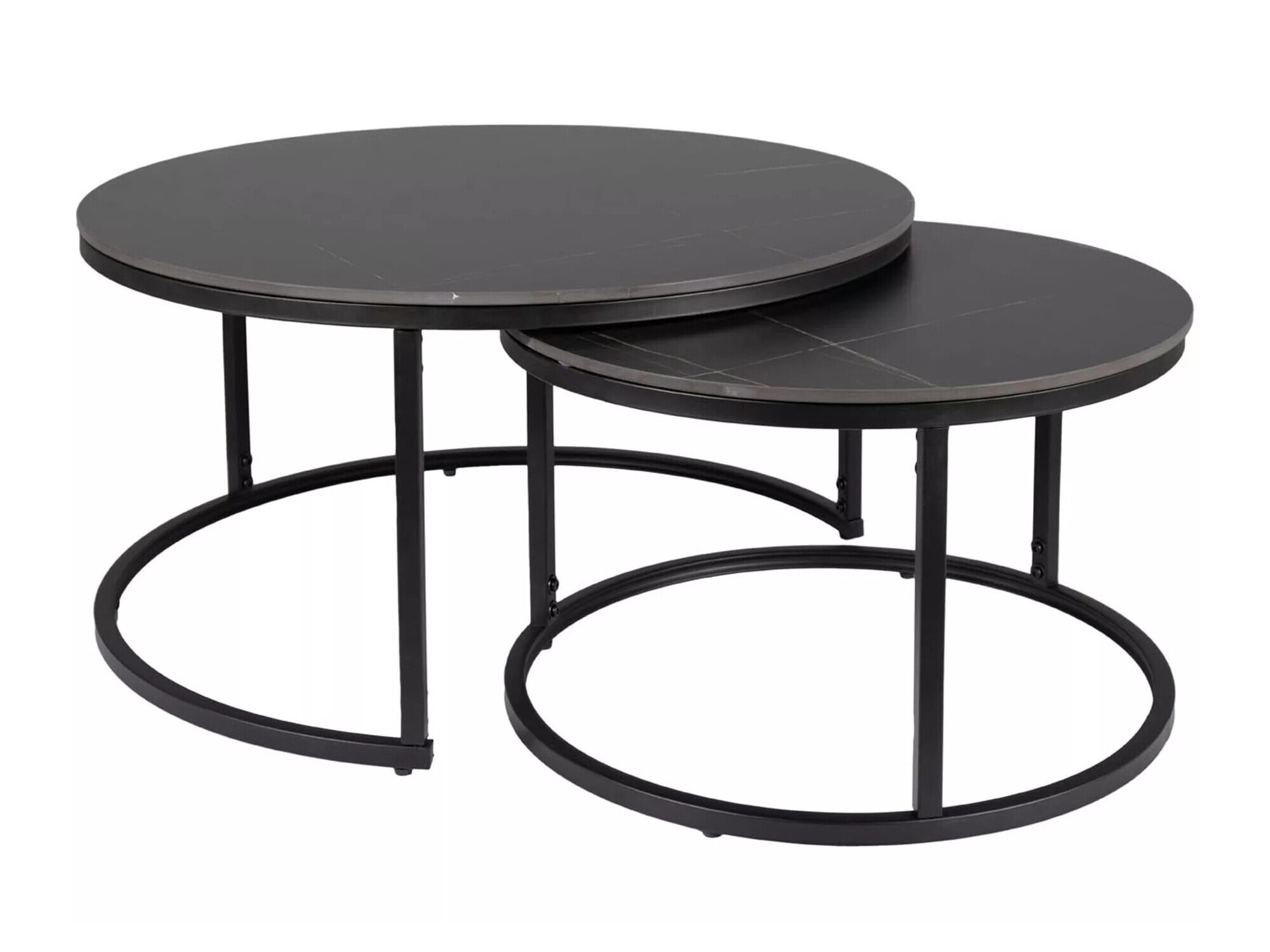 Salontafel set Detroit 607 (Zwart marmer + Zwart)