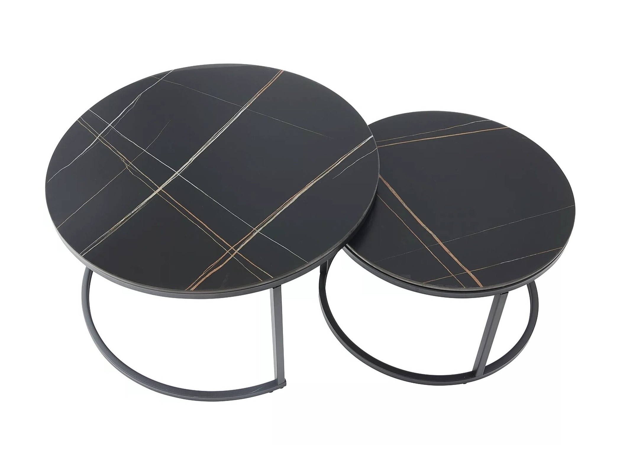 Salontafel set Detroit 607 (Zwart marmer + Zwart)