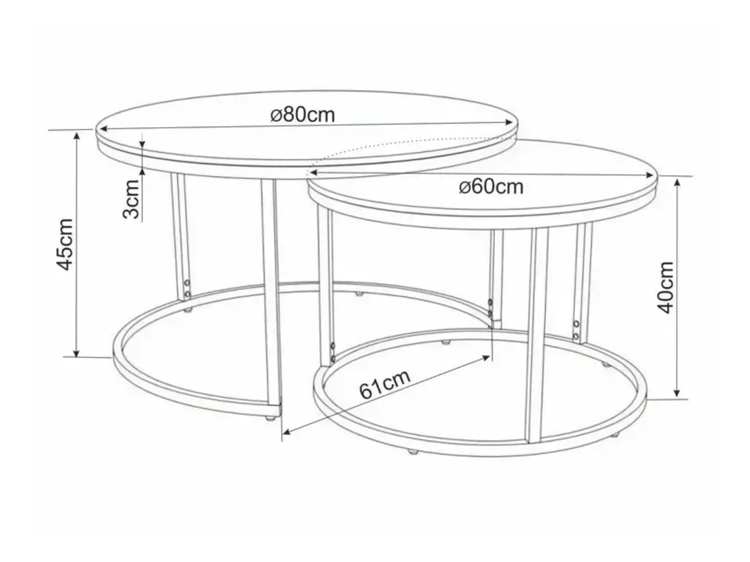 Salontafel set Detroit 607 (Zwart marmer + Zwart)