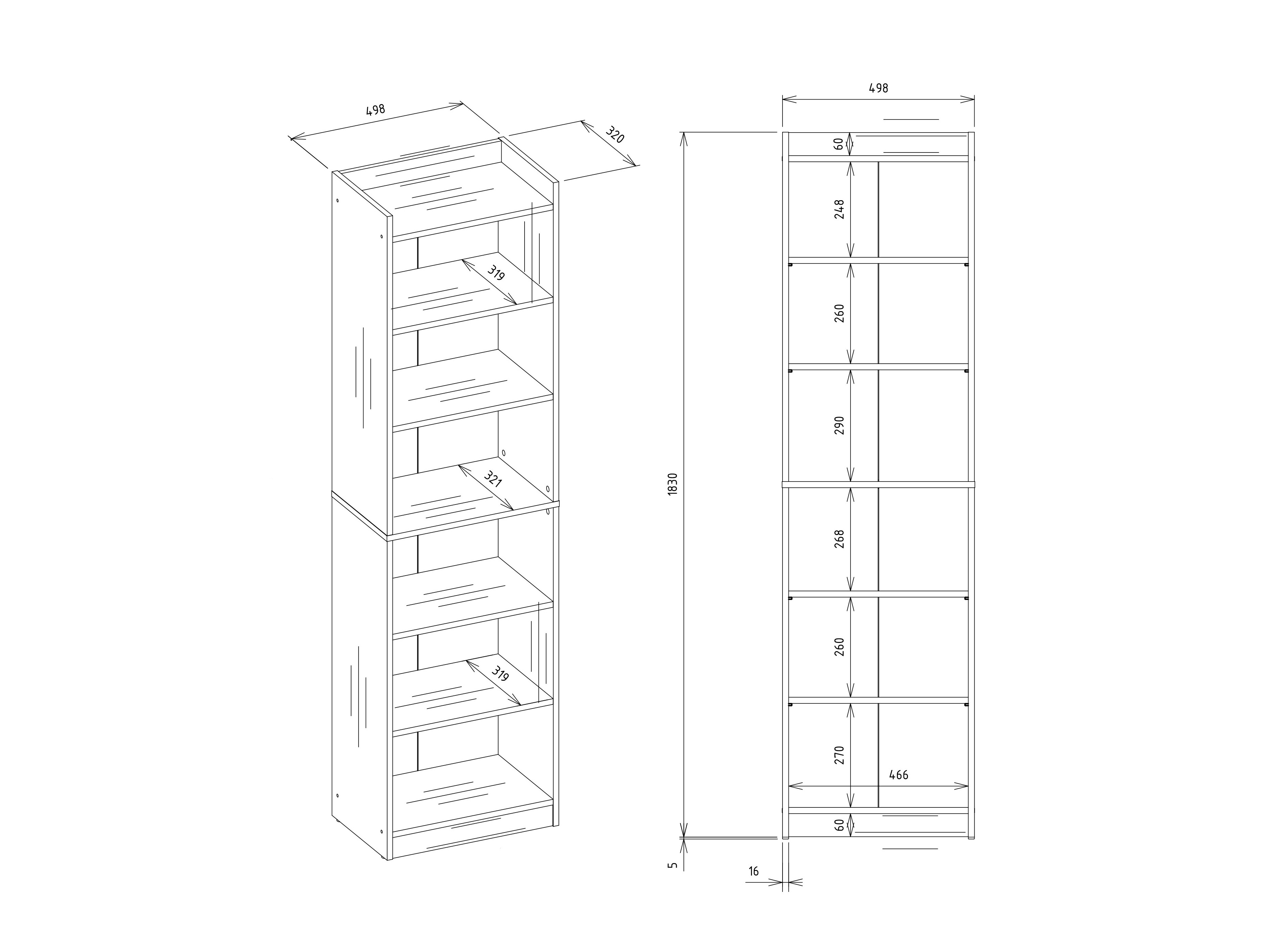 Boekenkast Mandeville 380 (Wit)