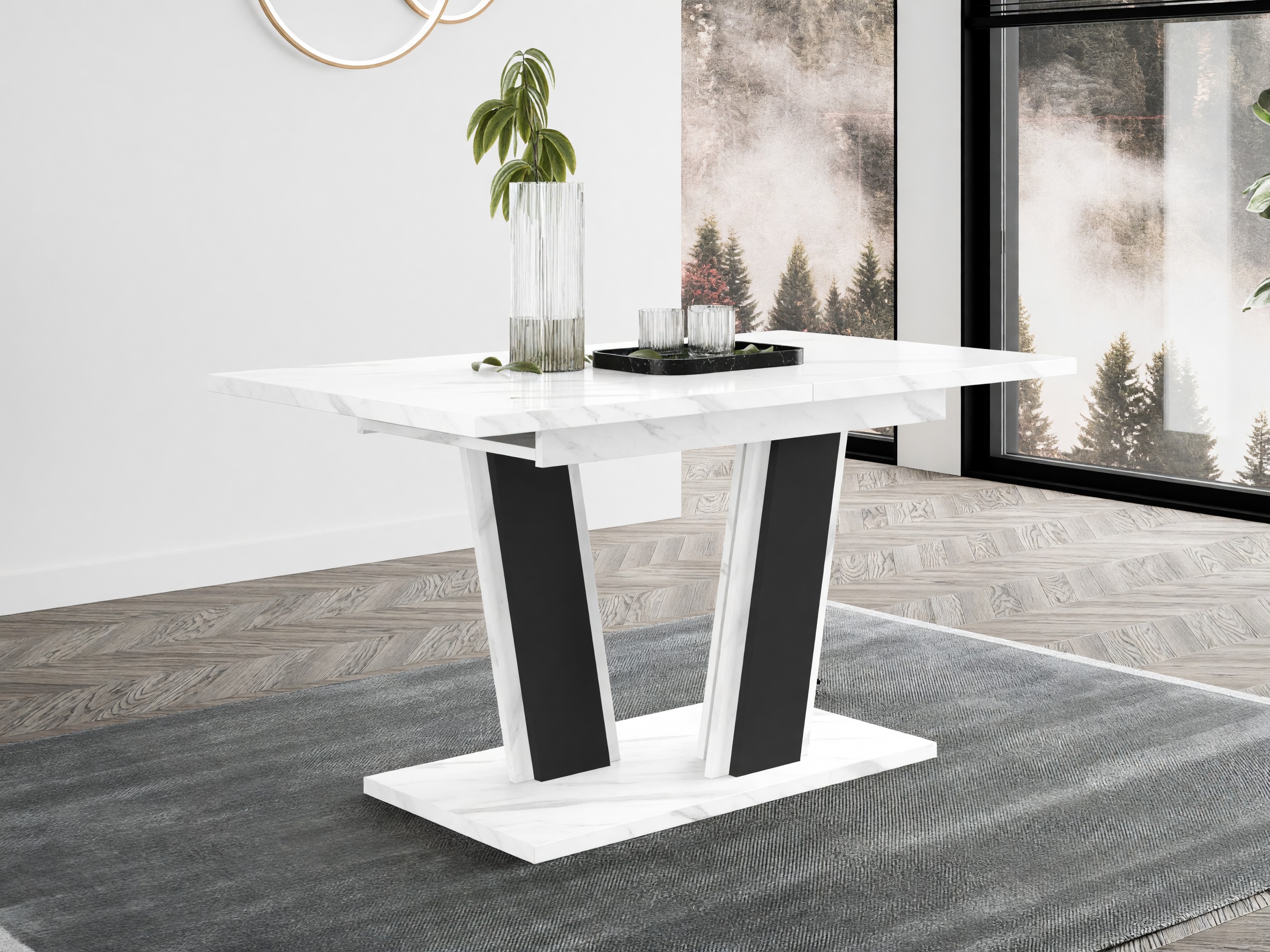 Tafel Goodyear 139 (Wit marmer + Zwart)
