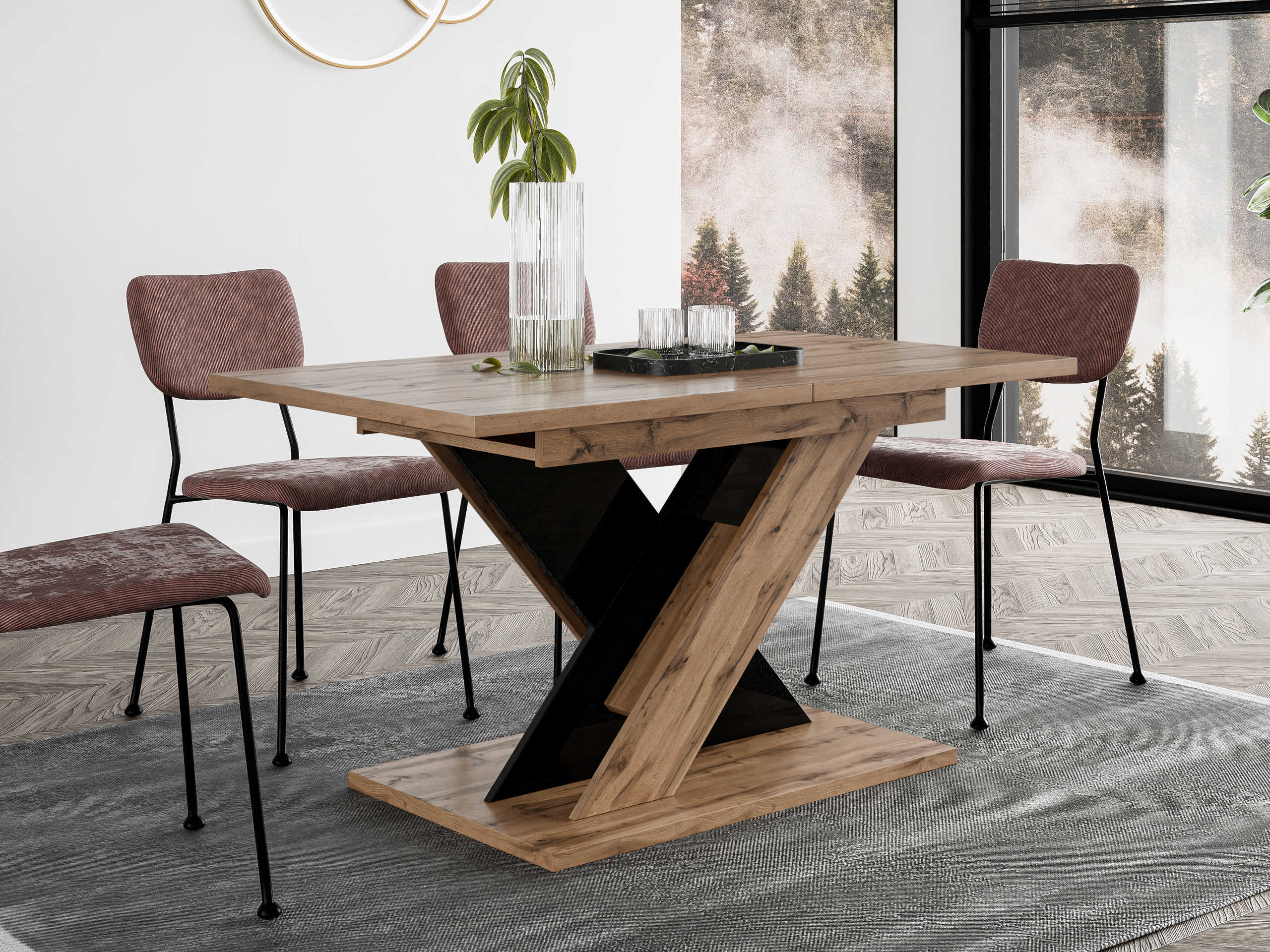 Tafel Goodyear 141 (Wotan eik + Glanzend zwart)