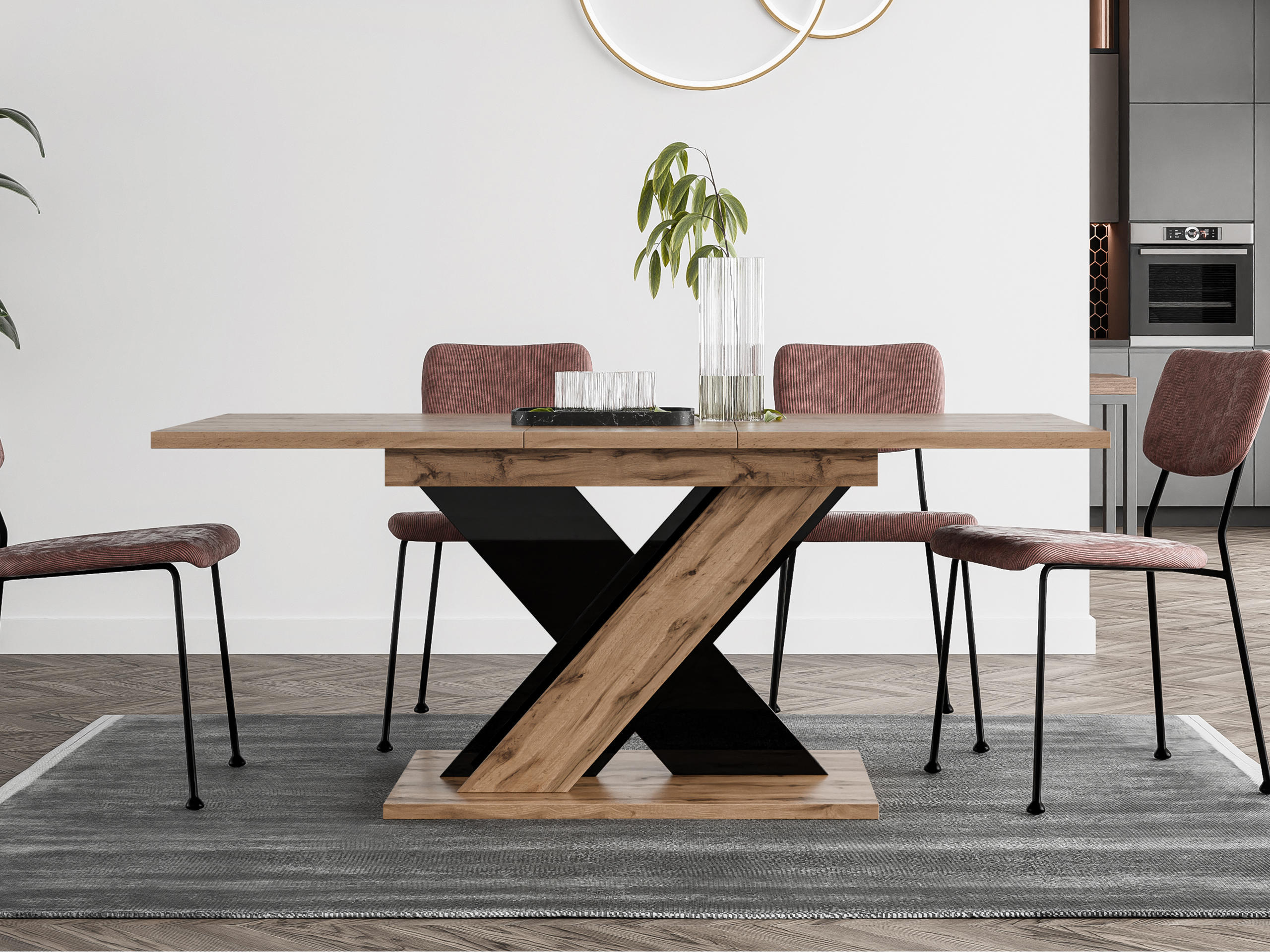 Tafel Goodyear 141 (Wotan eik + Glanzend zwart)